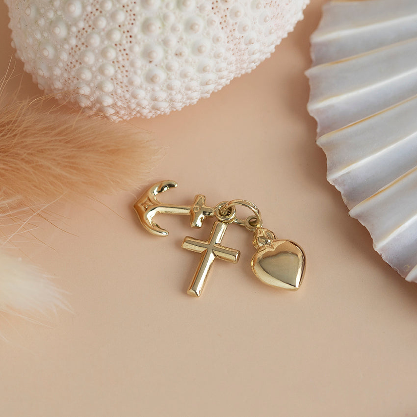 Gouden hanger geloof, hoop en liefde 14 karaat