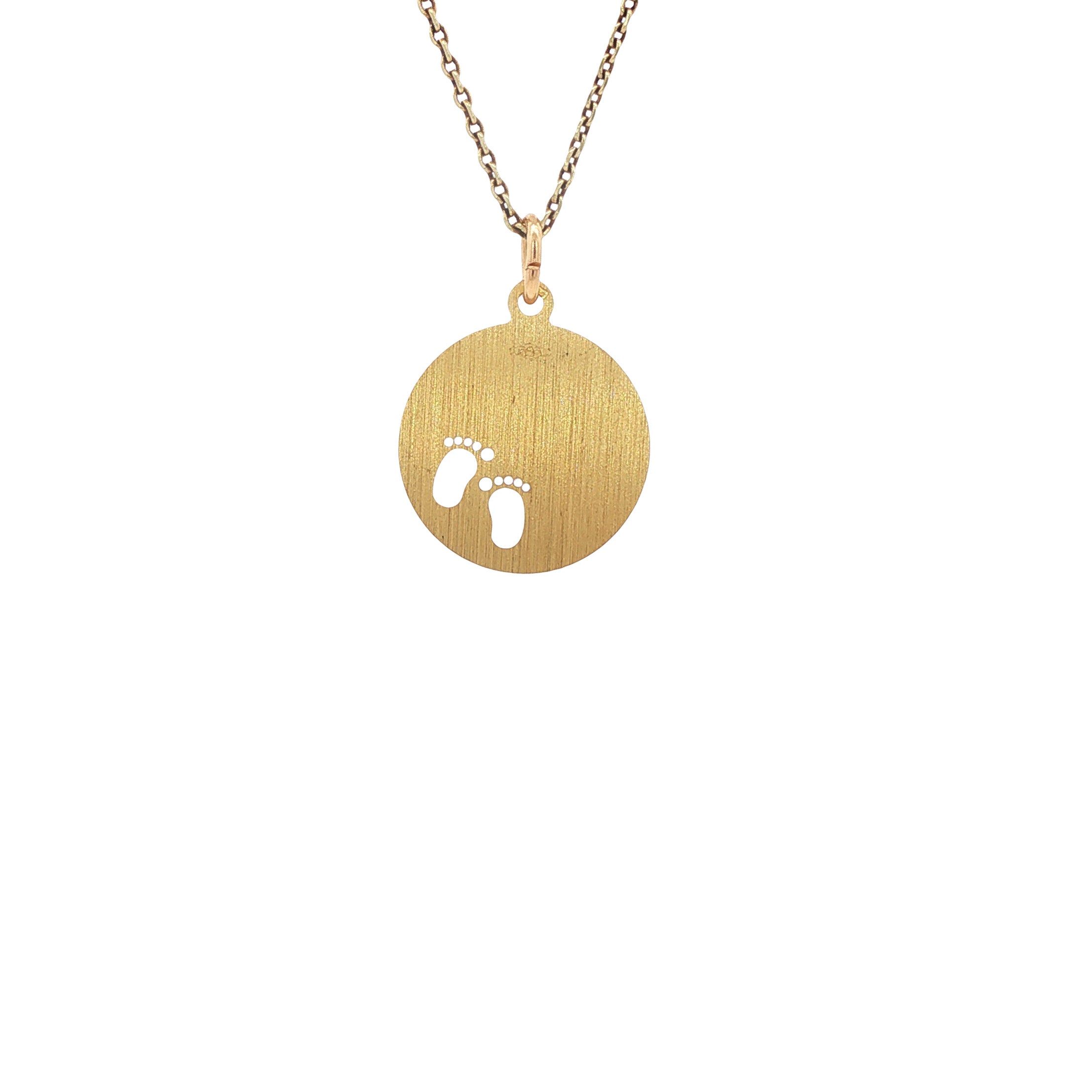 Gouden graveerhanger met voetjes 14 karaat*nieuw