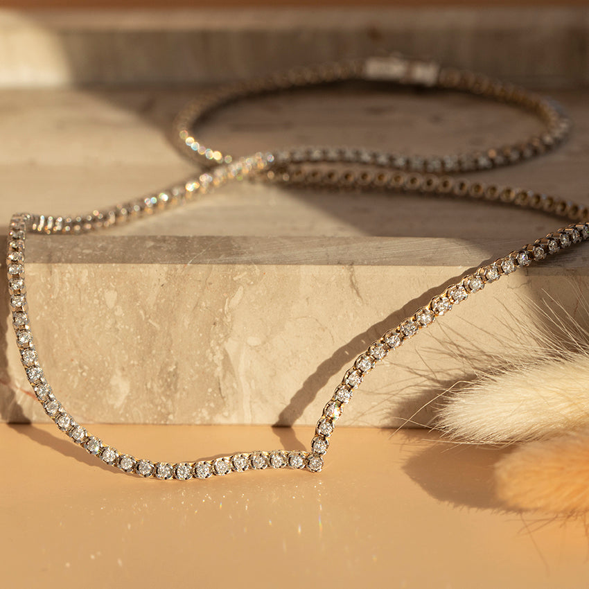 Witgouden tennis collier met diamant 18 karaat