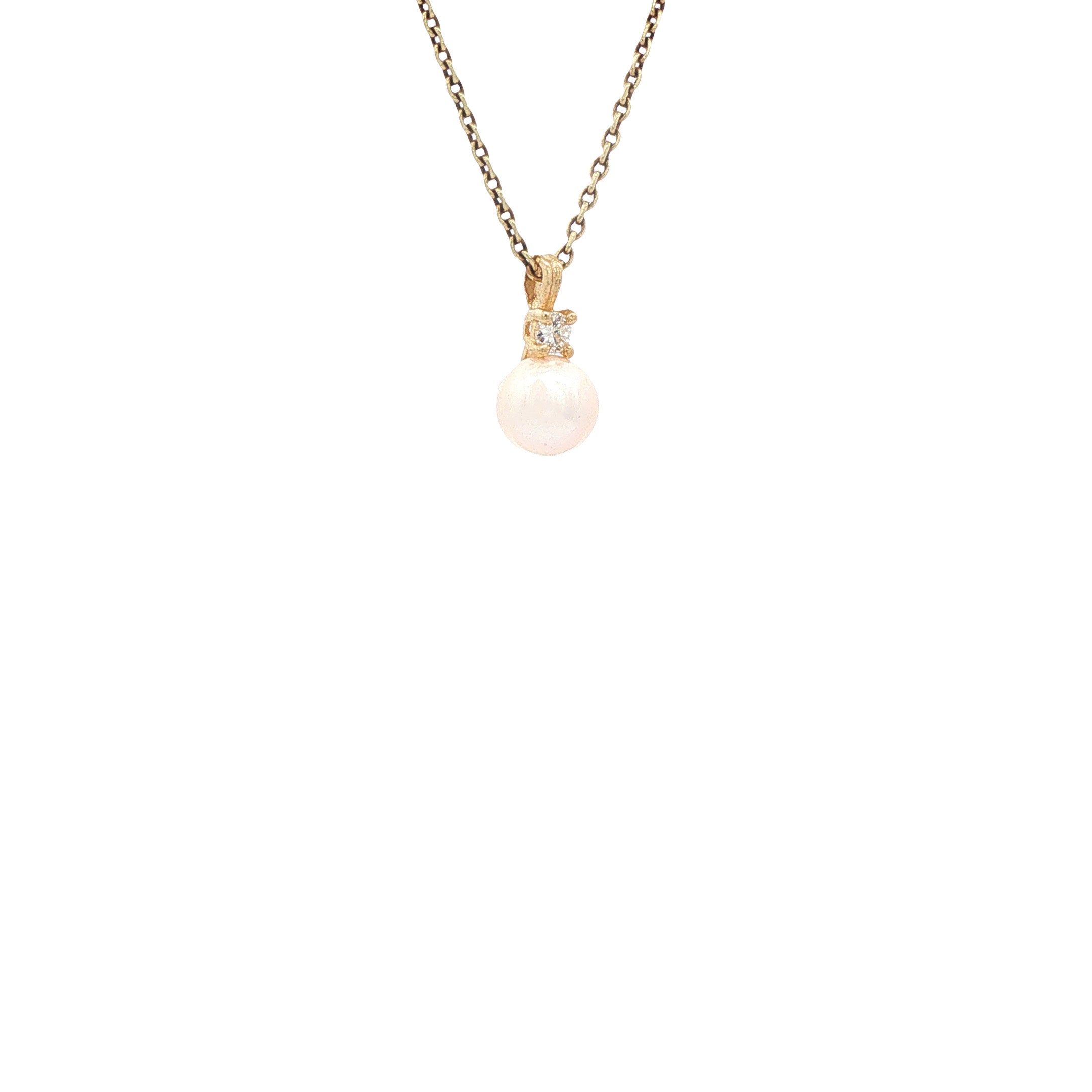 Gouden hanger met parel en diamant 14 karaat* nieuw