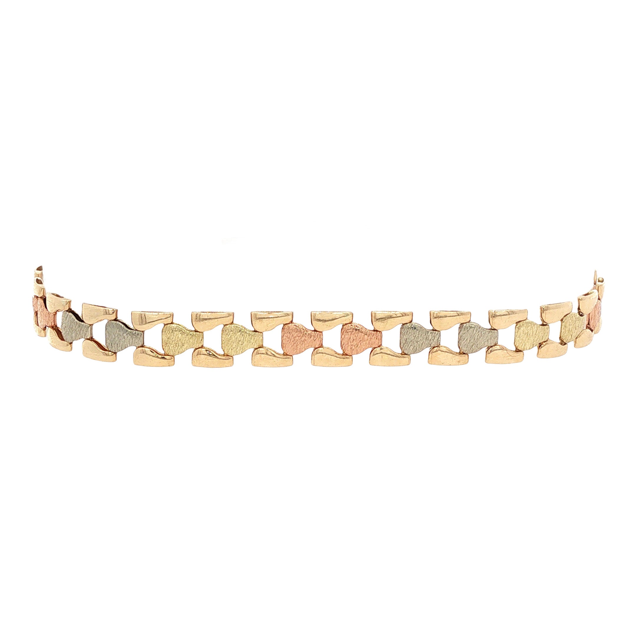 Tricolour gouden armband 19.5 cm 14 karaat
