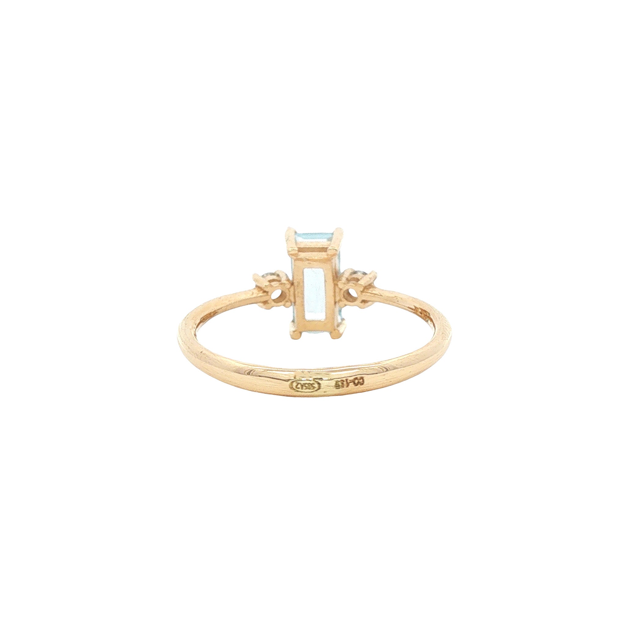Gouden ring met aquamarijn en diamant 14 karaat* nieuw