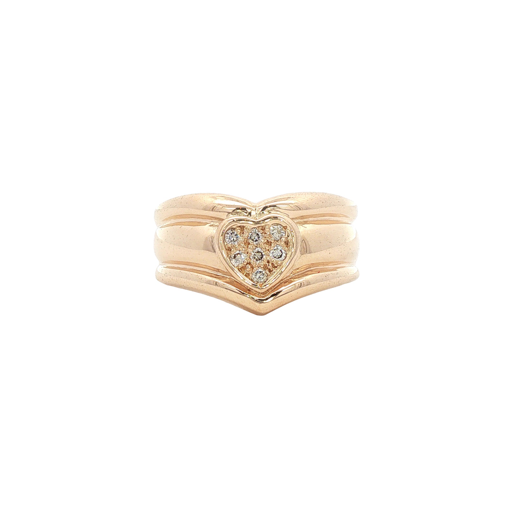 Gouden hart ring met diamant 14 karaat