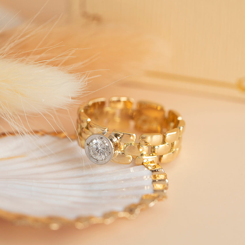 Gouden ring met diamant 18 karaat