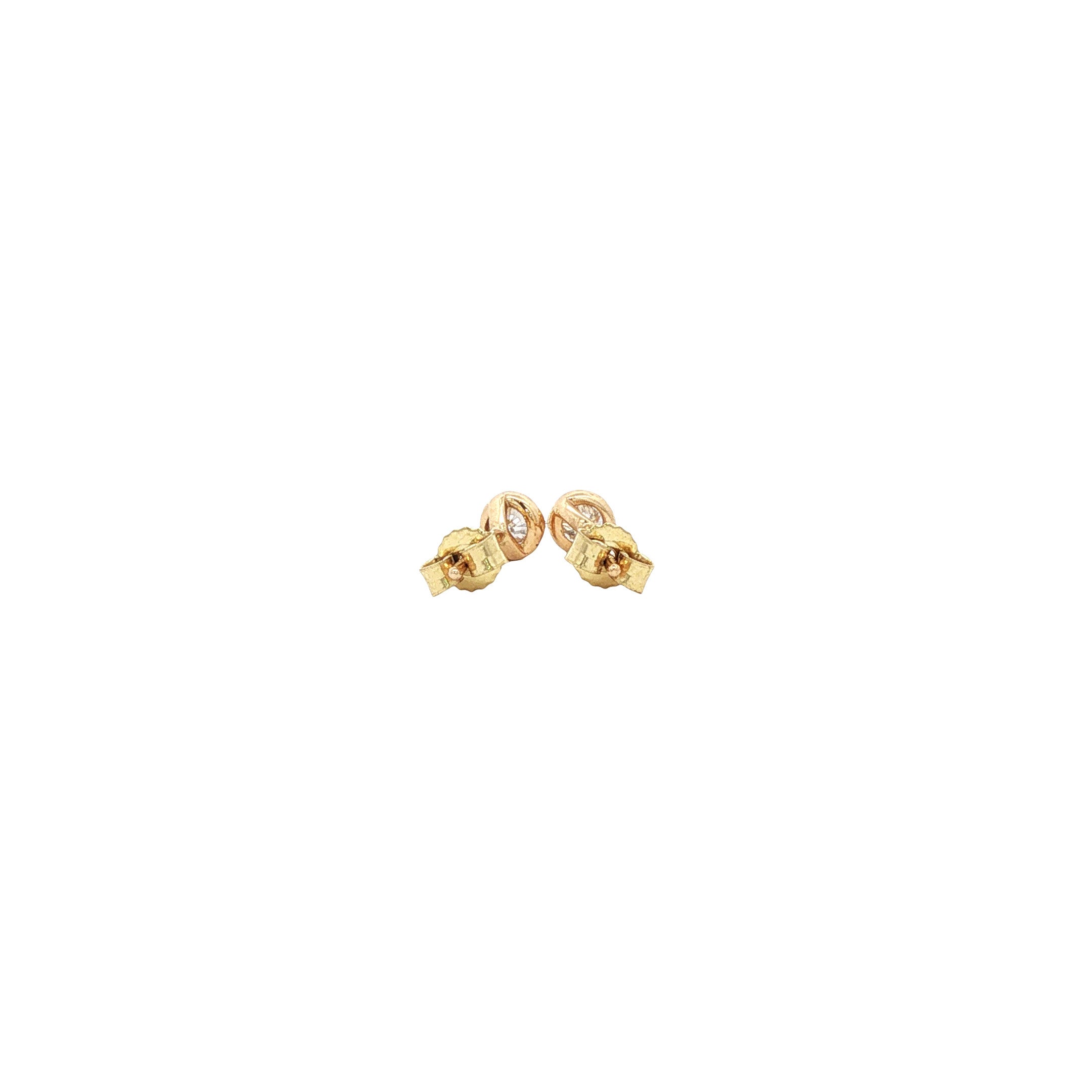 Yellow-gold solitaire stud earrings with diamond 14 kt