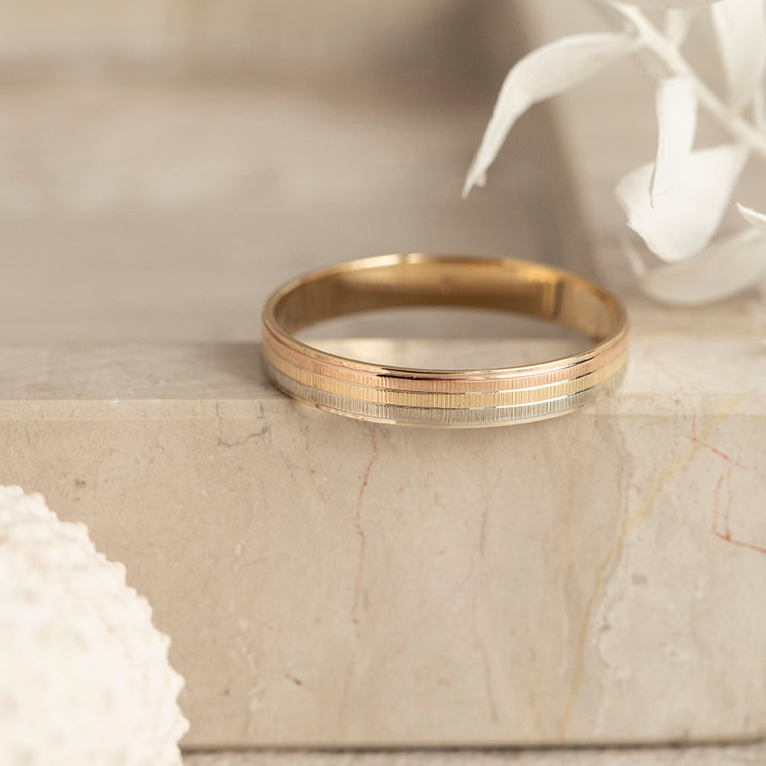 Tricolour gouden ring 14 karaat