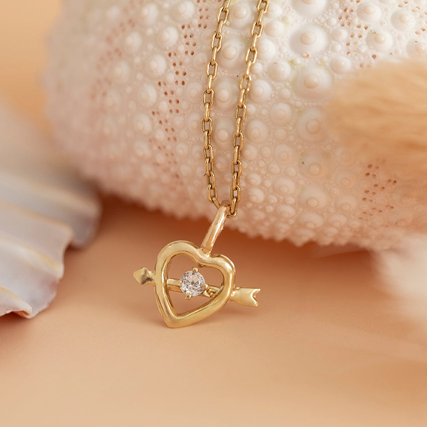 Gouden hart hanger met zirkonia 14 karaat