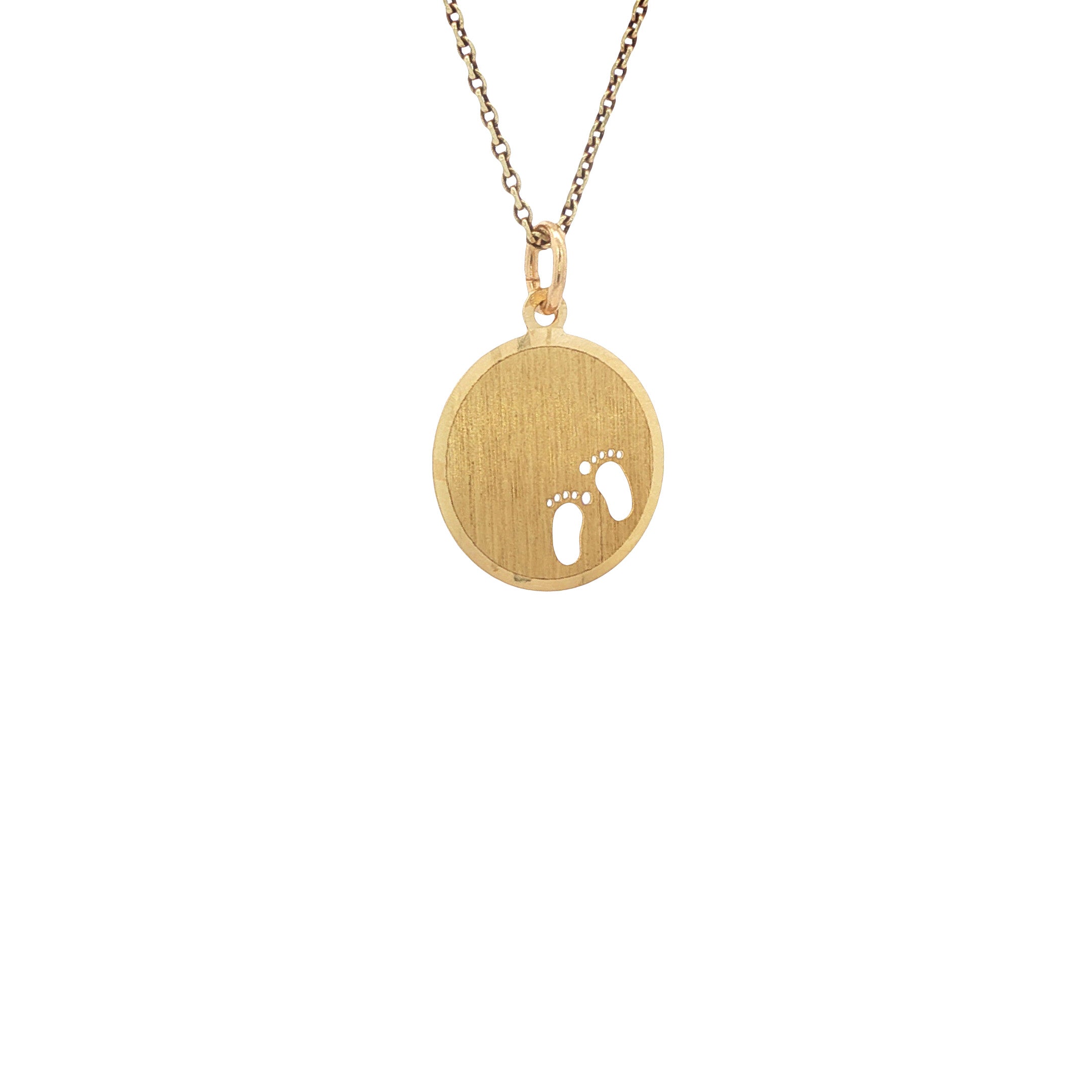 Gouden graveerhanger met voetjes 14 karaat*nieuw
