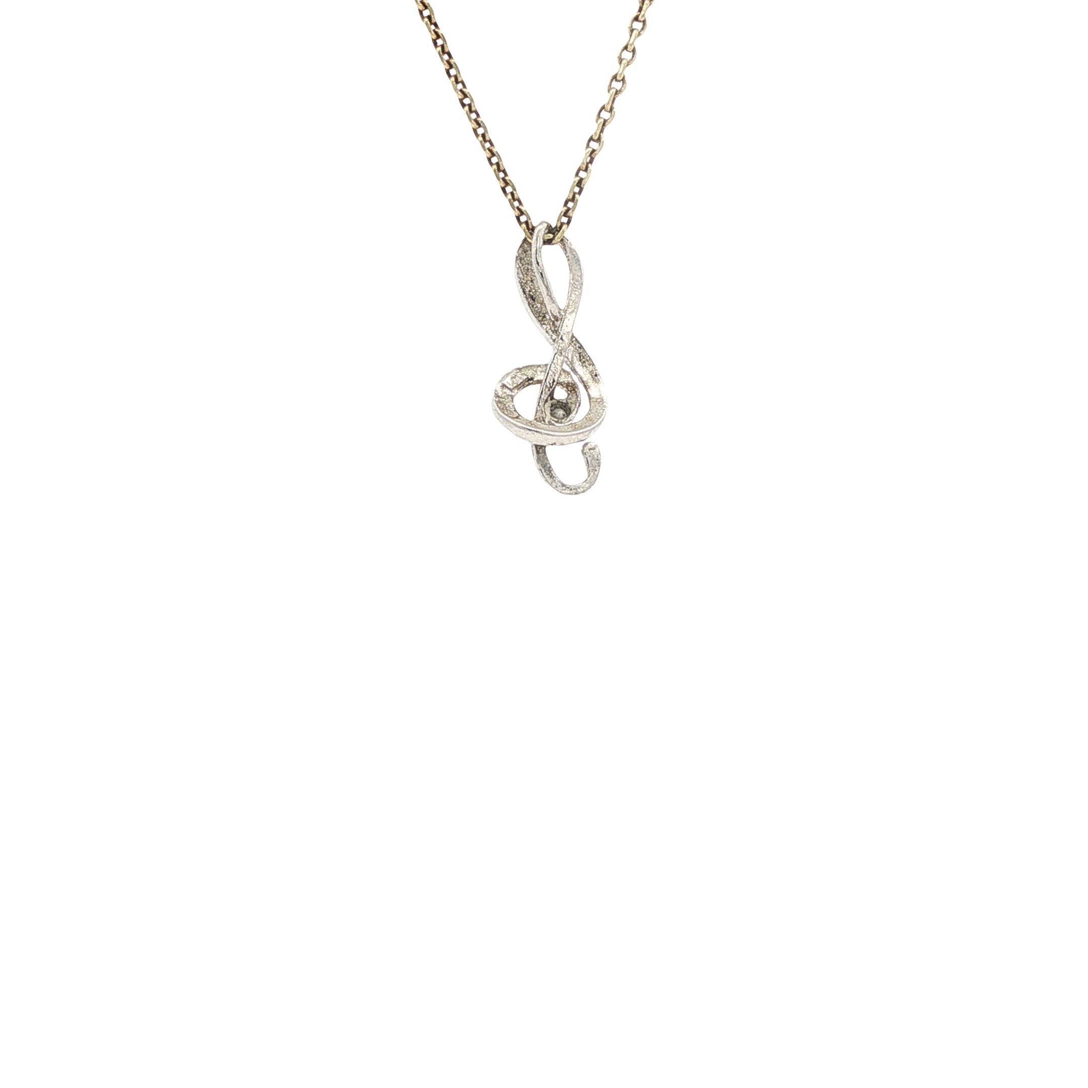 Witgouden hanger muzieknoot met diamant 14 karaat