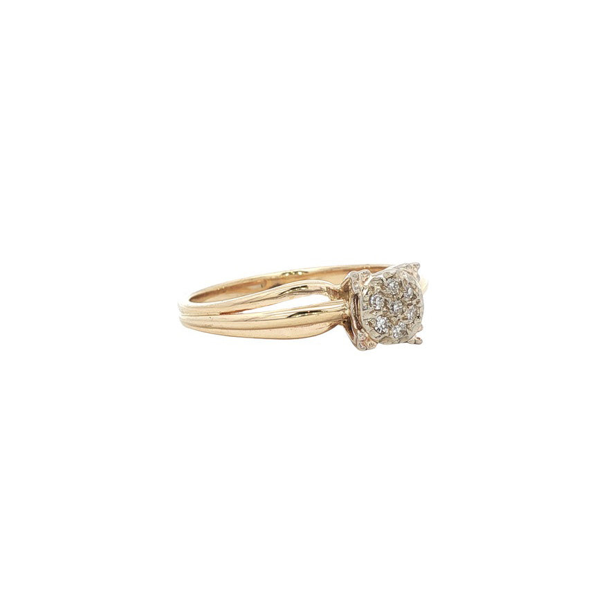 14-karat gold entourage ring with diamond