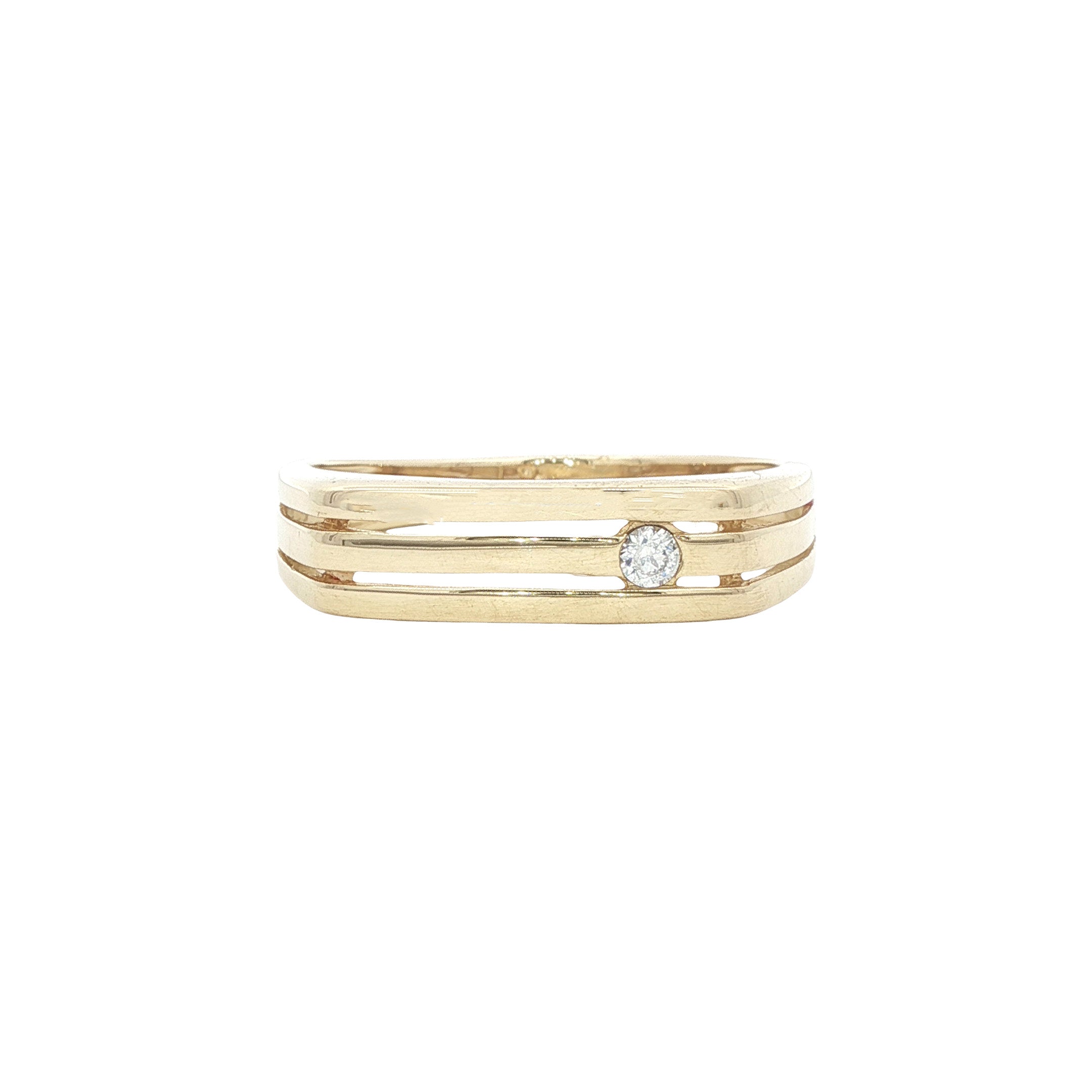 Gouden heren ring met zirkonia 14 karaat