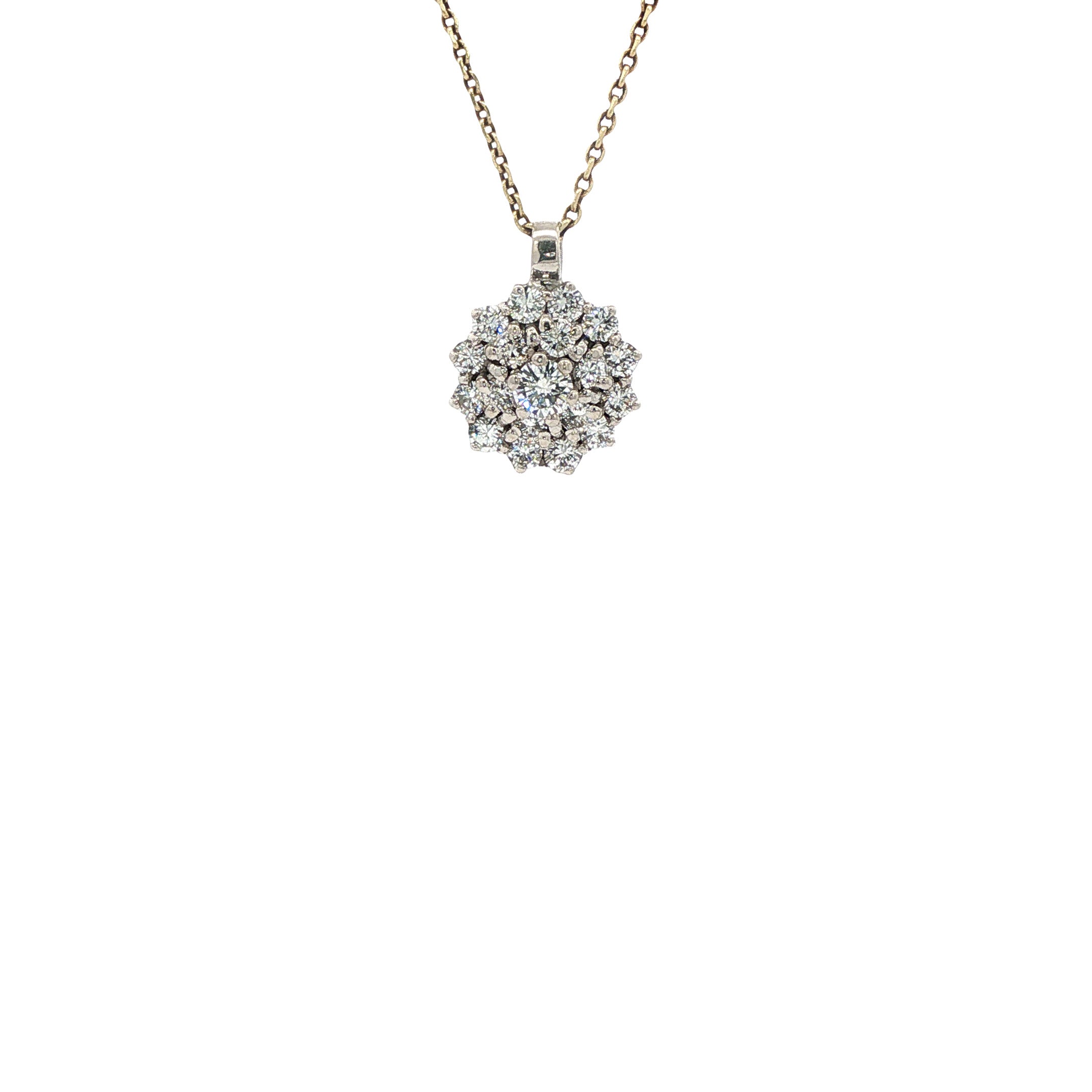 Witgouden entourage hanger met diamant 14 karaat