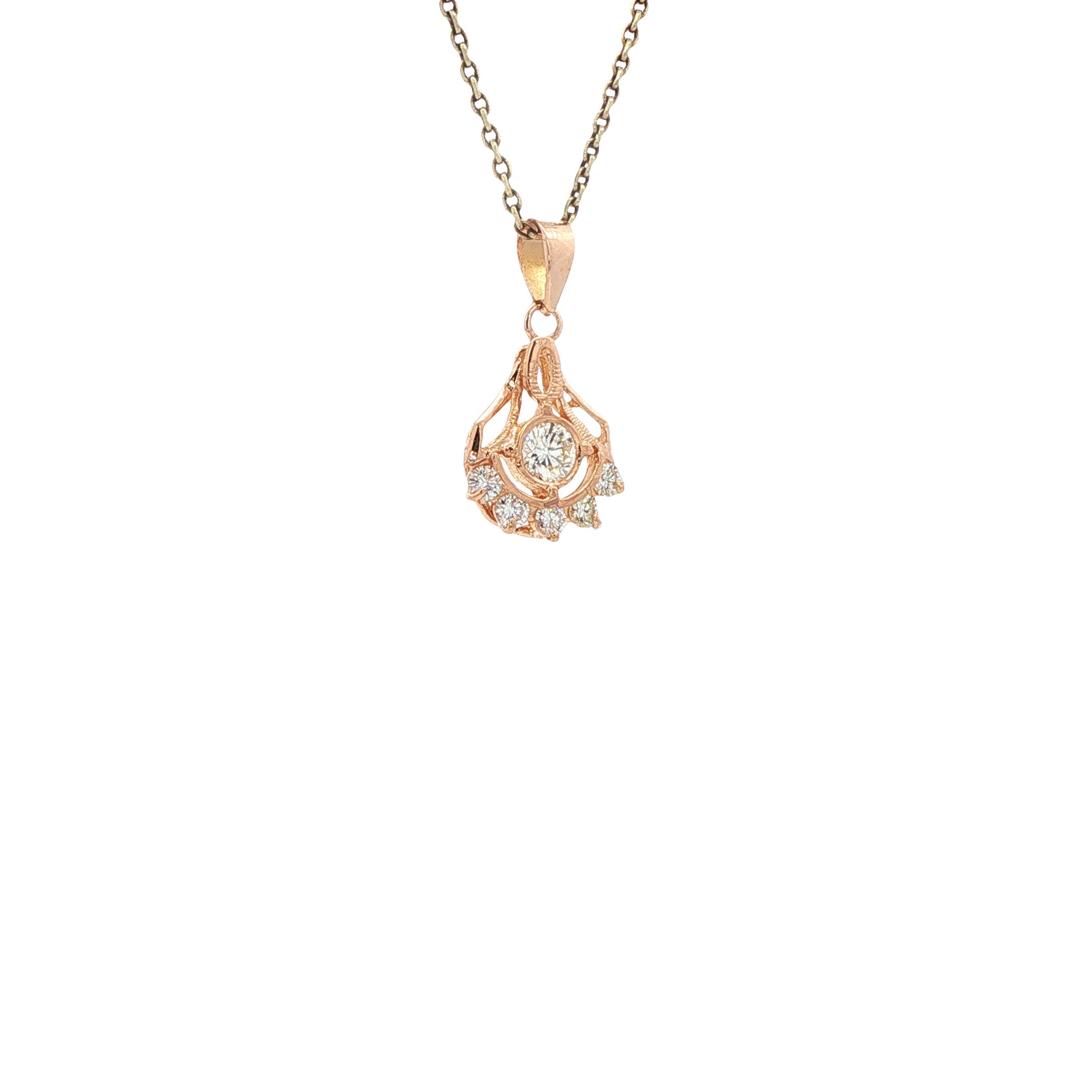 Rosegouden hanger met diamant 14 karaat