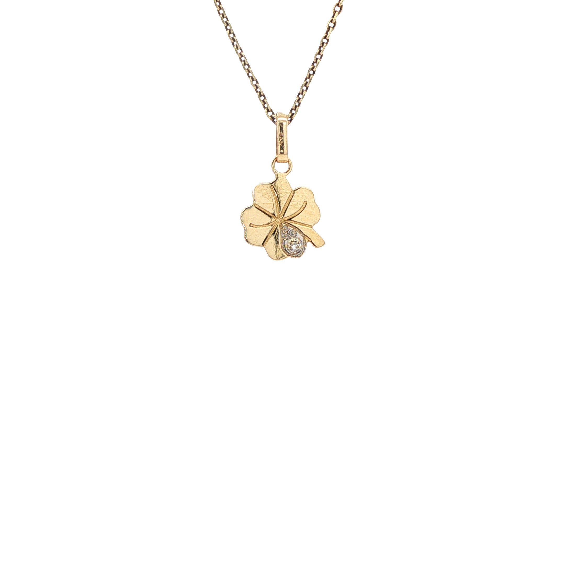Gouden hanger klaver vier 14 karaat