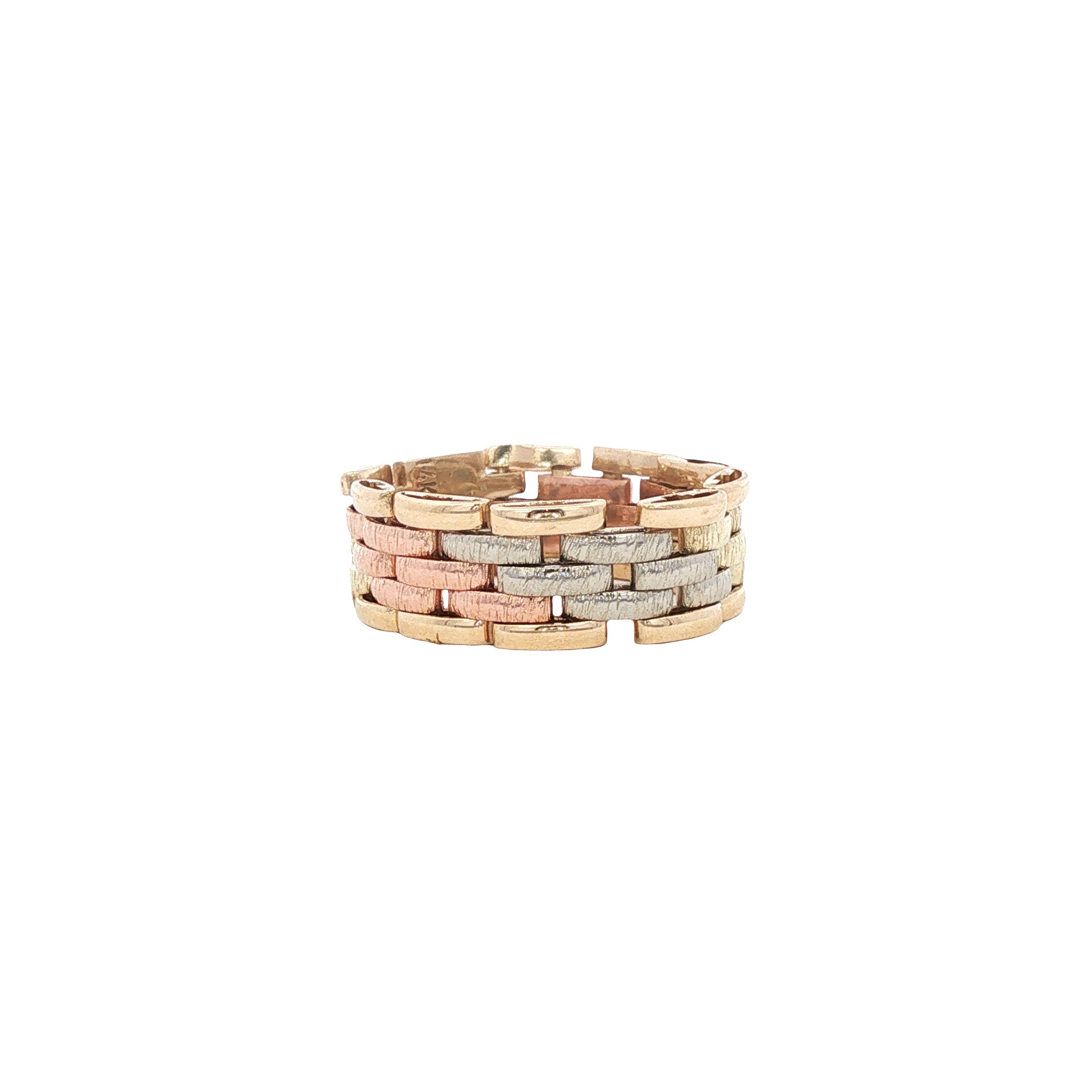 Tricolour gouden ring 14 karaat