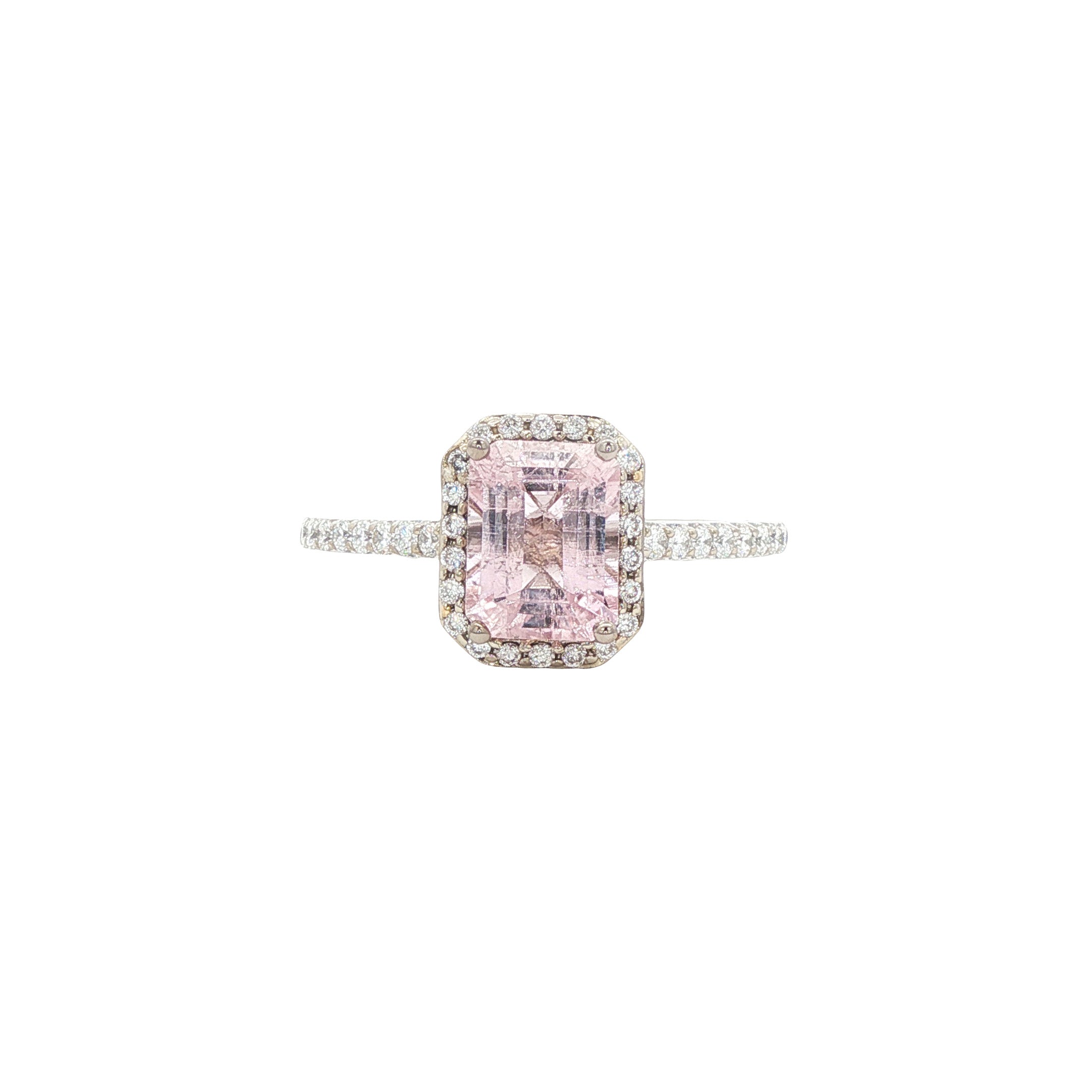Witgouden ring met toermalijn en diamant 14 karaat