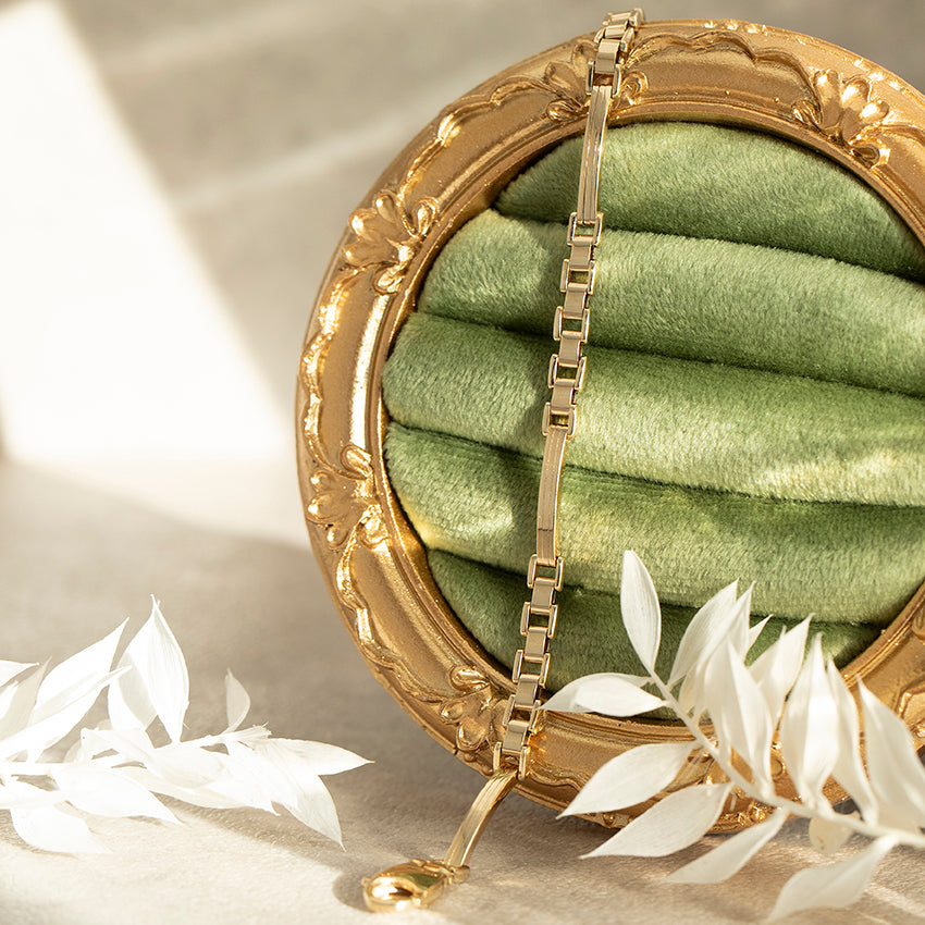 Gouden fantasie armband 17.5 cm 14 karaat
