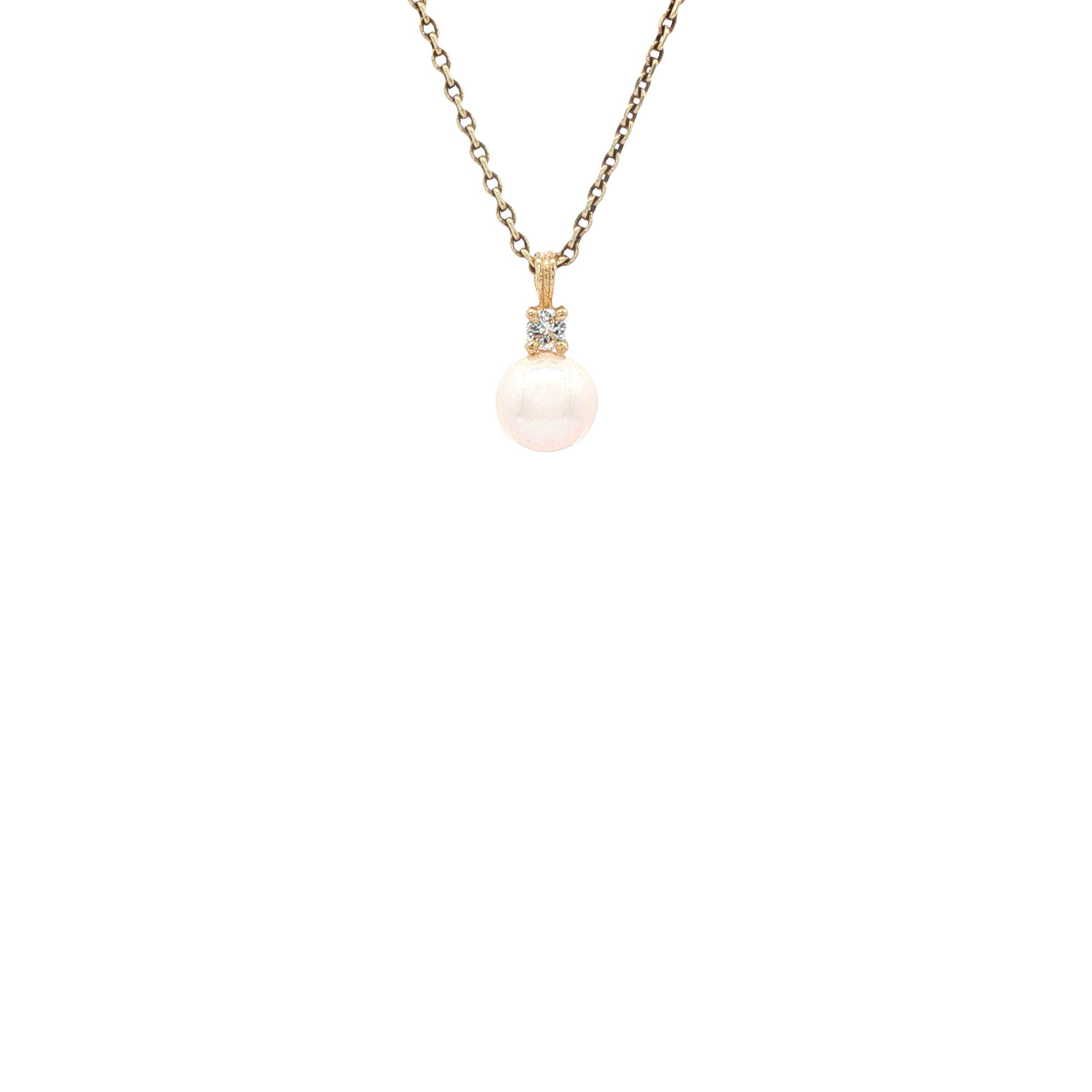 Gouden hanger met parel en diamant 14 karaat* nieuw