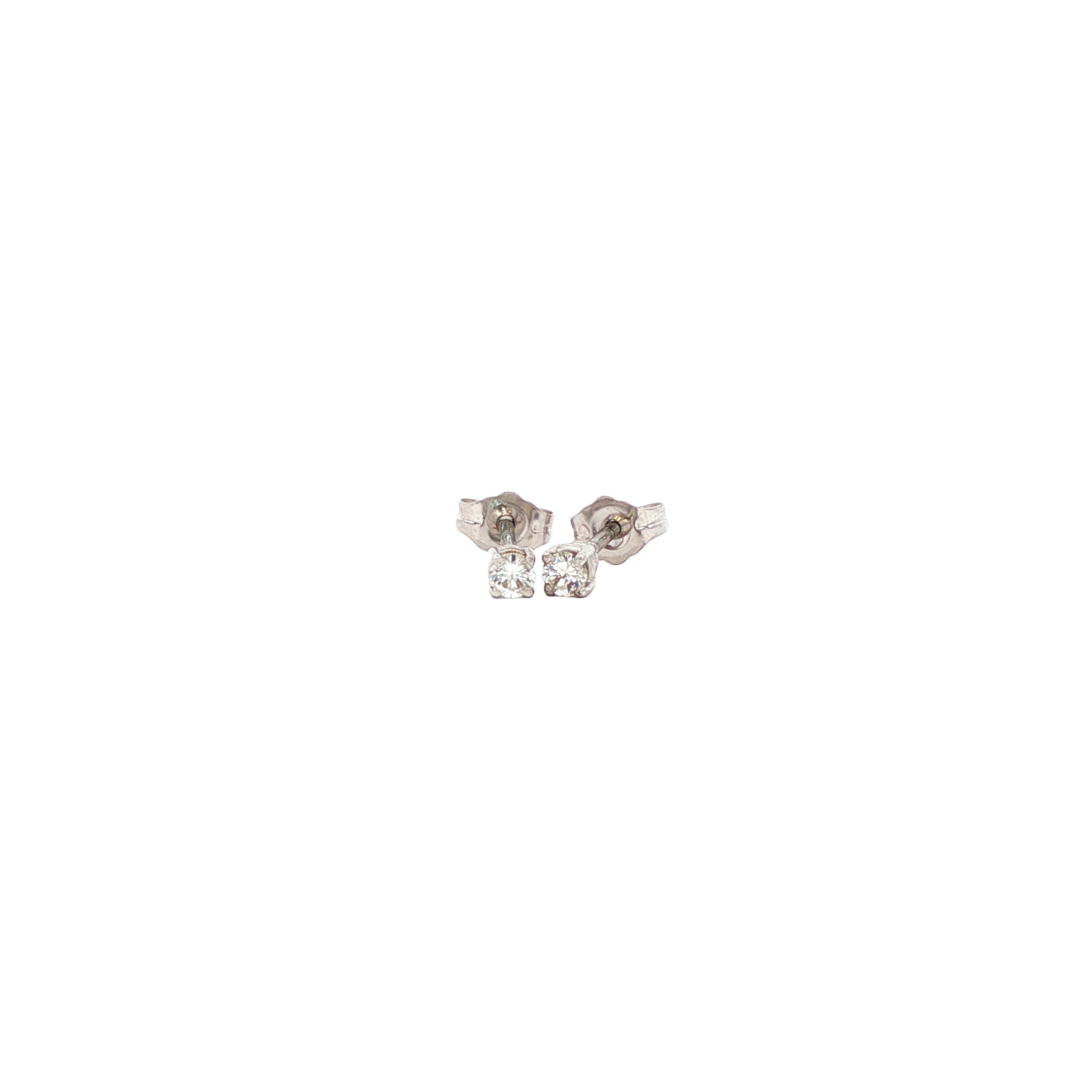 14-karat white gold solitaire diamond stud earrings — new