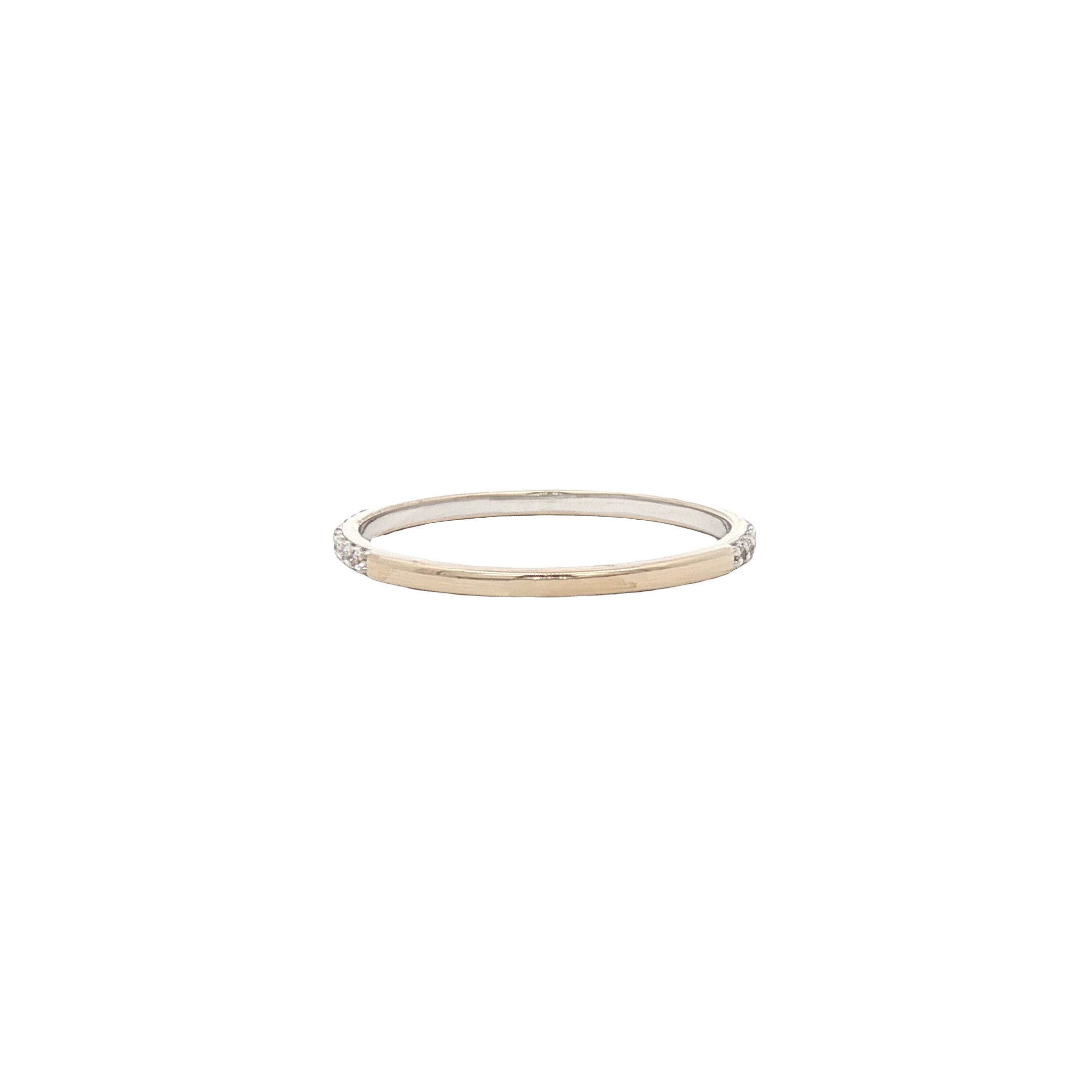 14 karat white gold row ring with zirconia