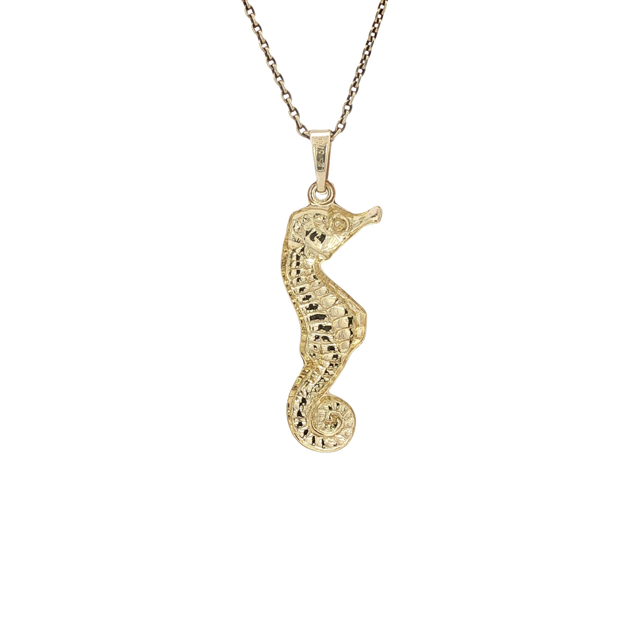 Hanger zeepaardje met diamant 9 karaat