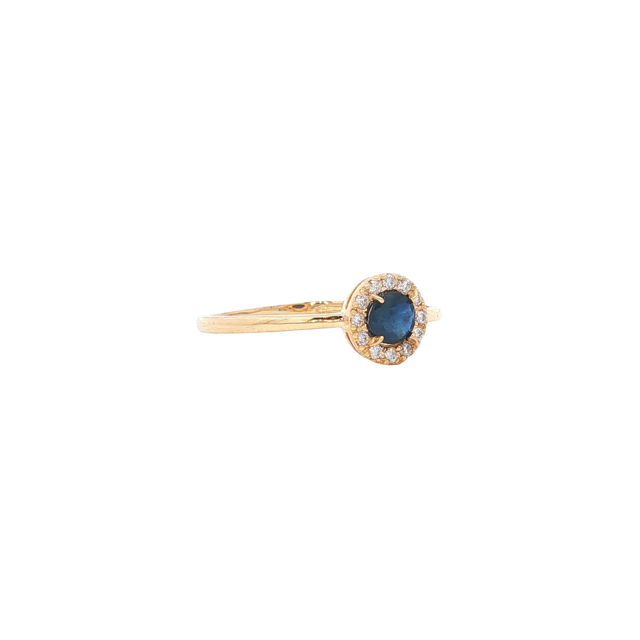 Gouden entourage ring met saffier en diamant 14 karaat* nieuw