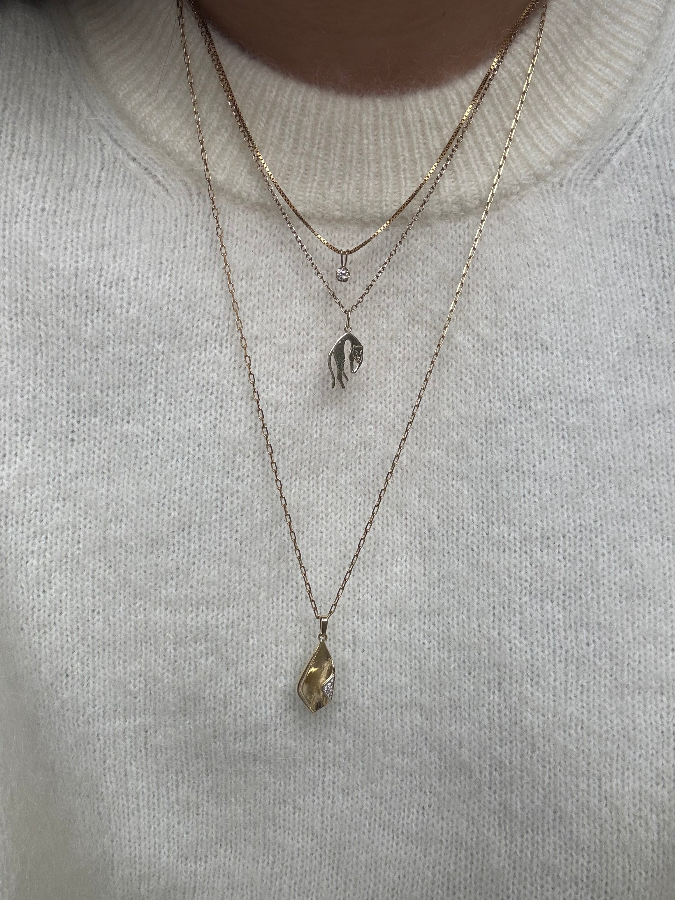 Gouden solitair hanger met diamant 14 karaat