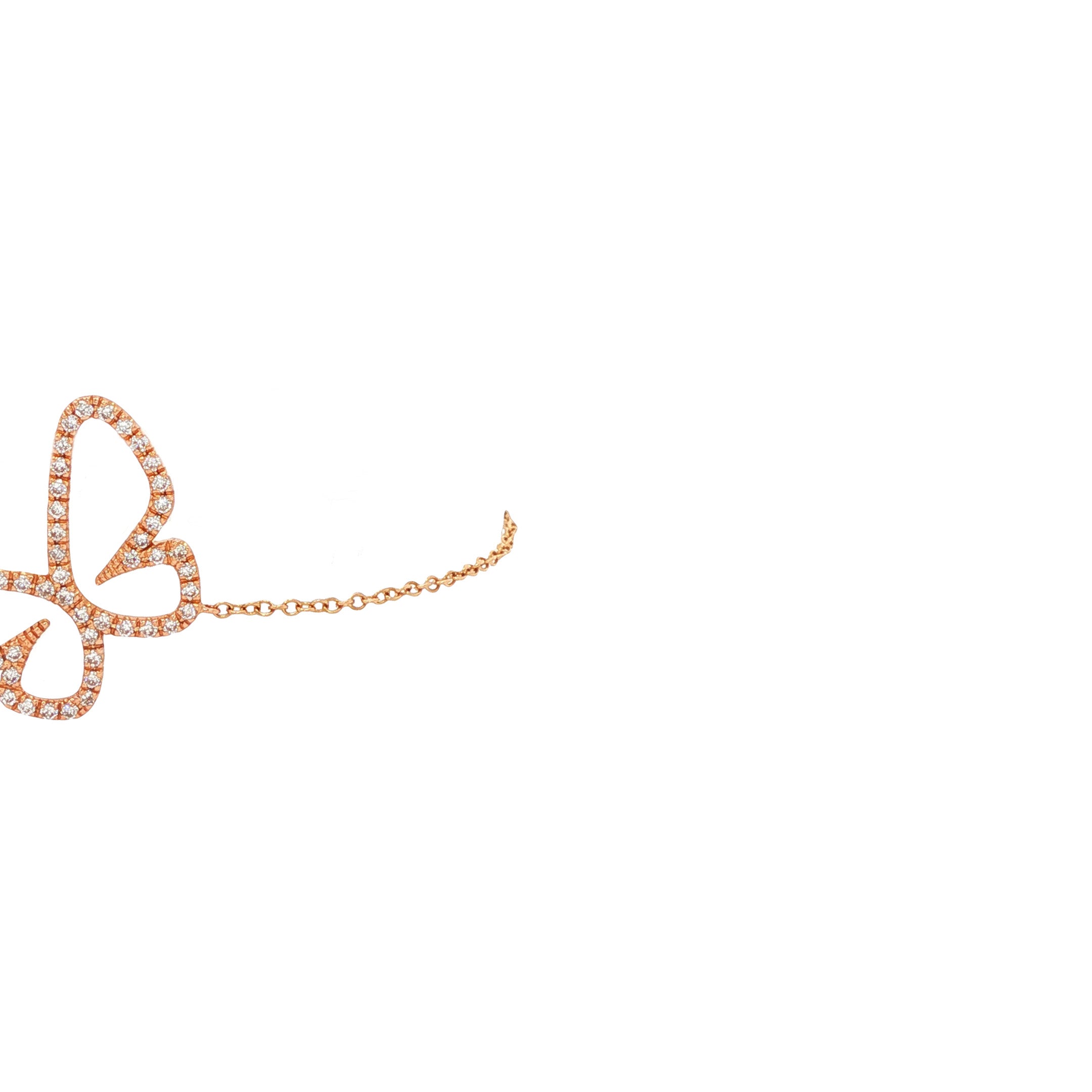 Rosegouden armband vlinder met diamant 17 cm 18 karaat