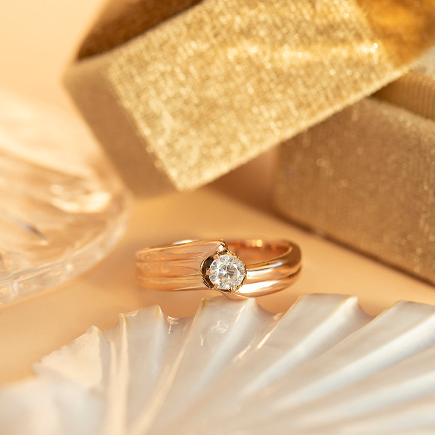 Rosegouden ring met zirkonia 14 karaat