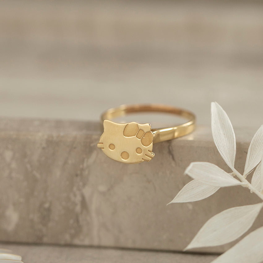 Gouden ring hello kitty 18 karaat