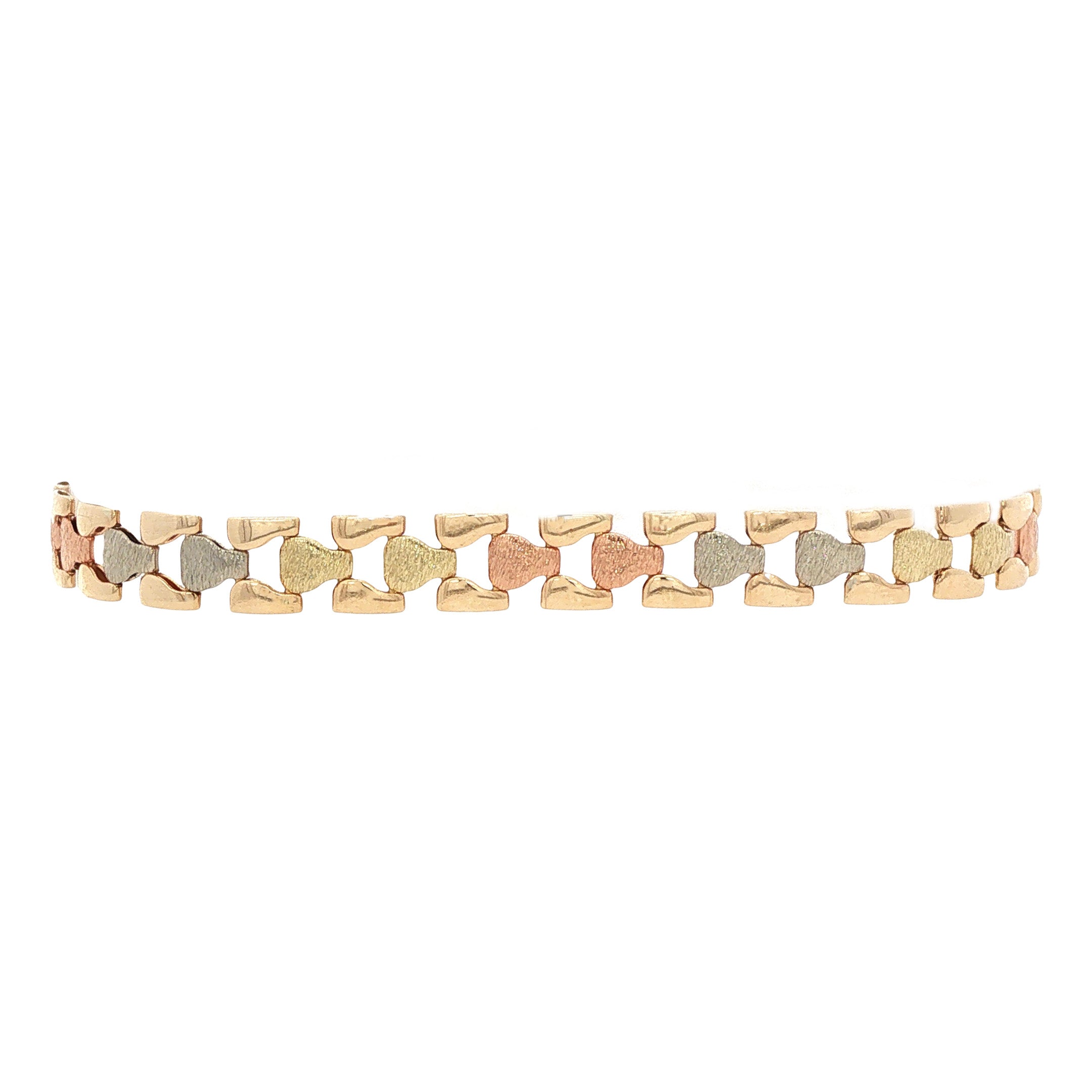 Tricolour gouden armband 19.5 cm 14 karaat