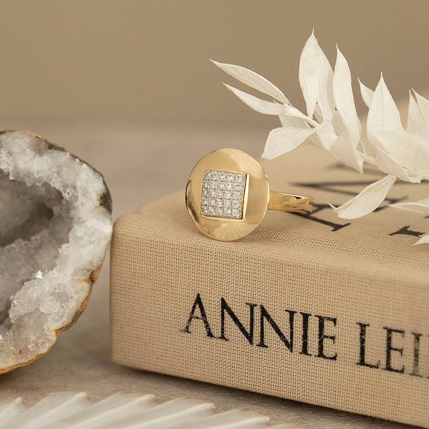 Gouden ring met diamant 14 karaat