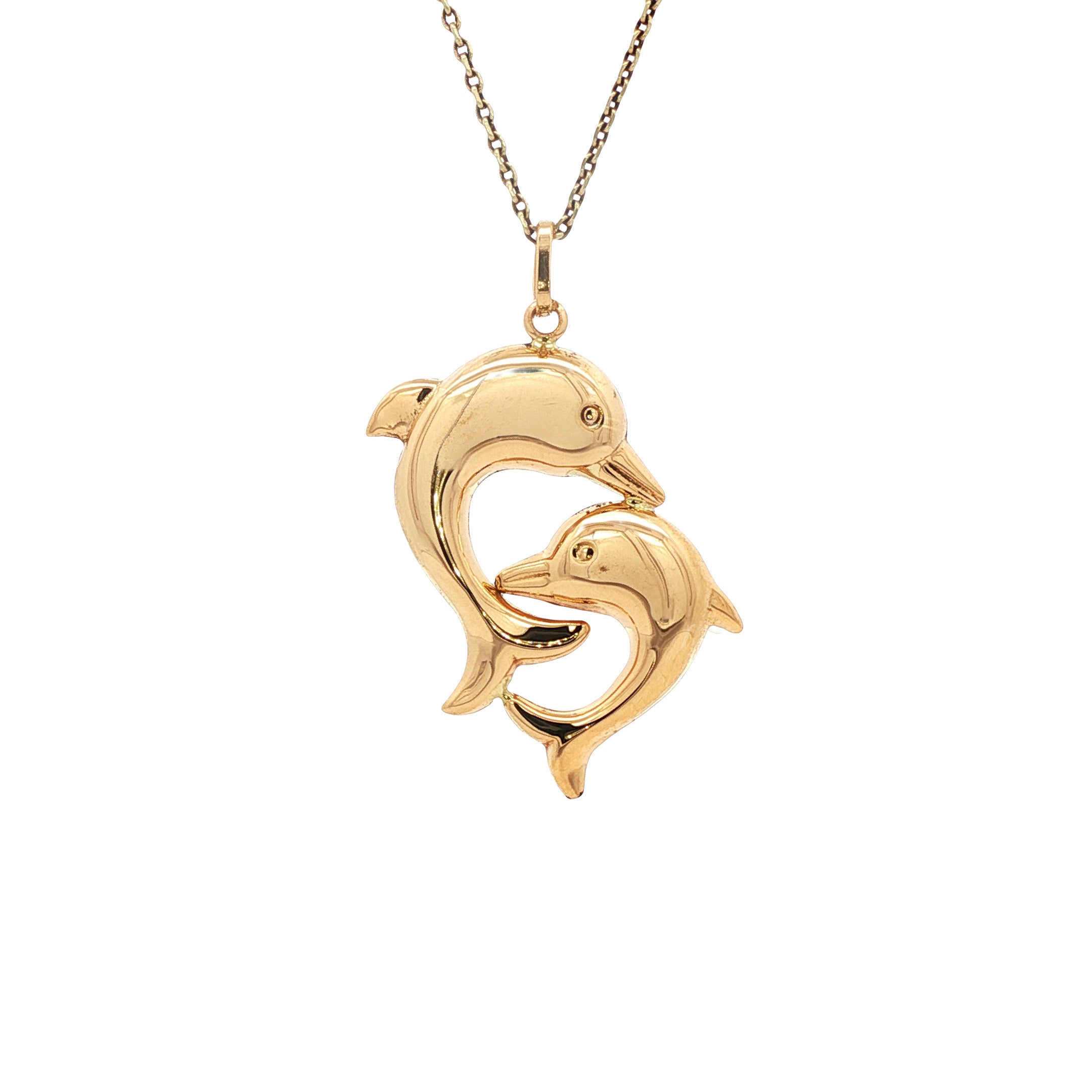 Gouden hanger met dolfijnen 18 karaat
