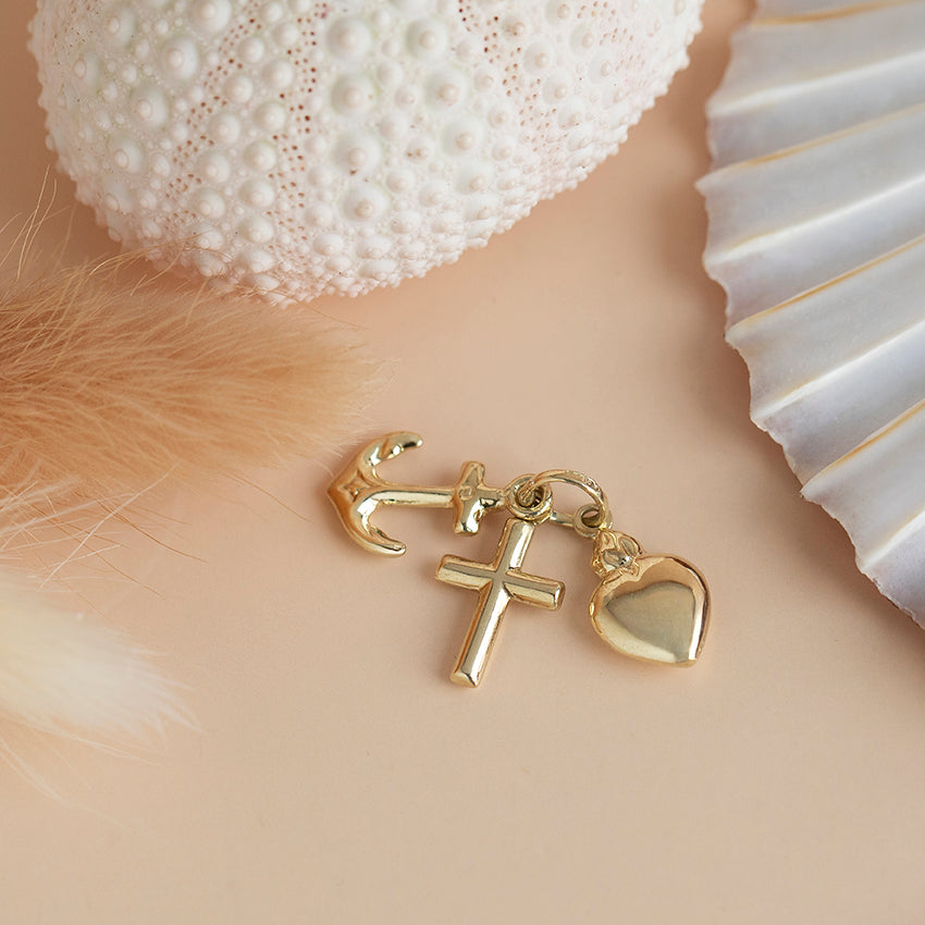 Gouden hanger geloof, hoop en liefde 14 karaat