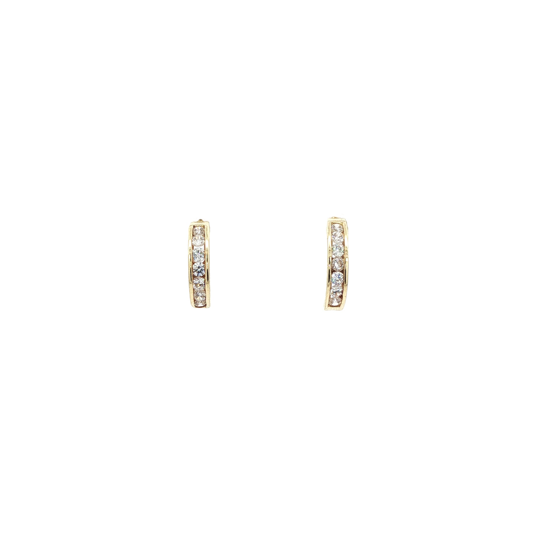 14 karat yellow gold half-hoop earrings with zirconia