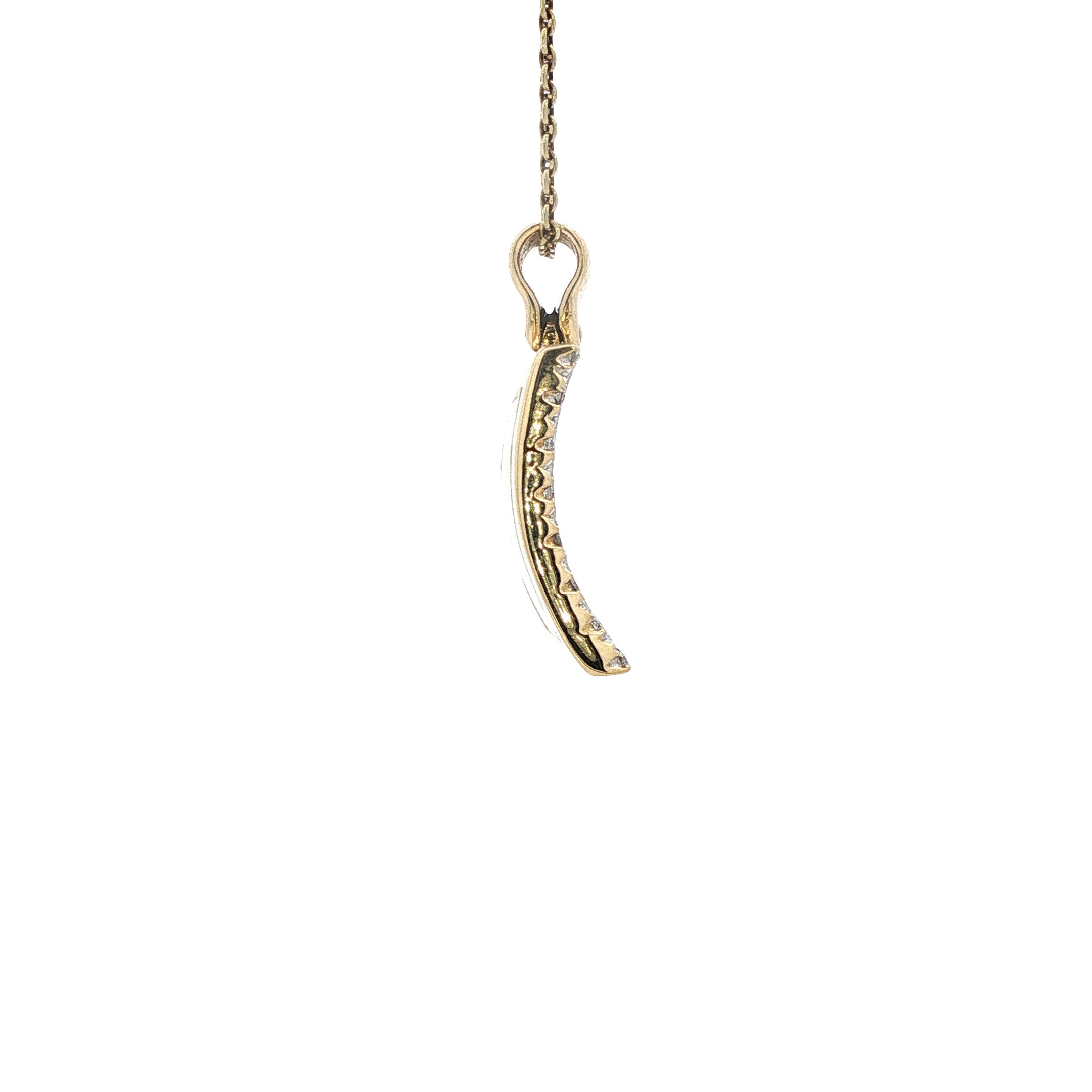 Gouden hanger met parelmoer en diamant 14 karaat