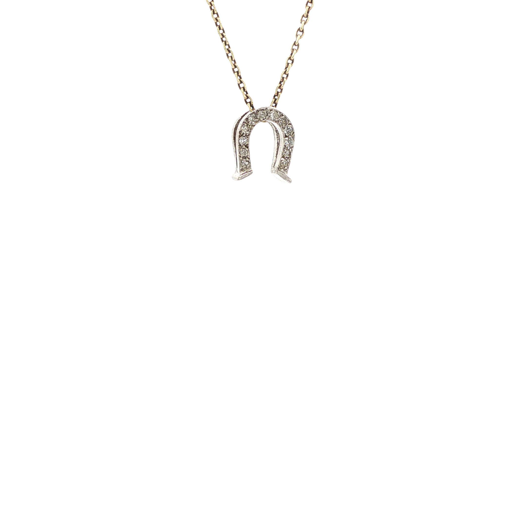 Witgouden hanger hoefijzer met diamant 14 karaat
