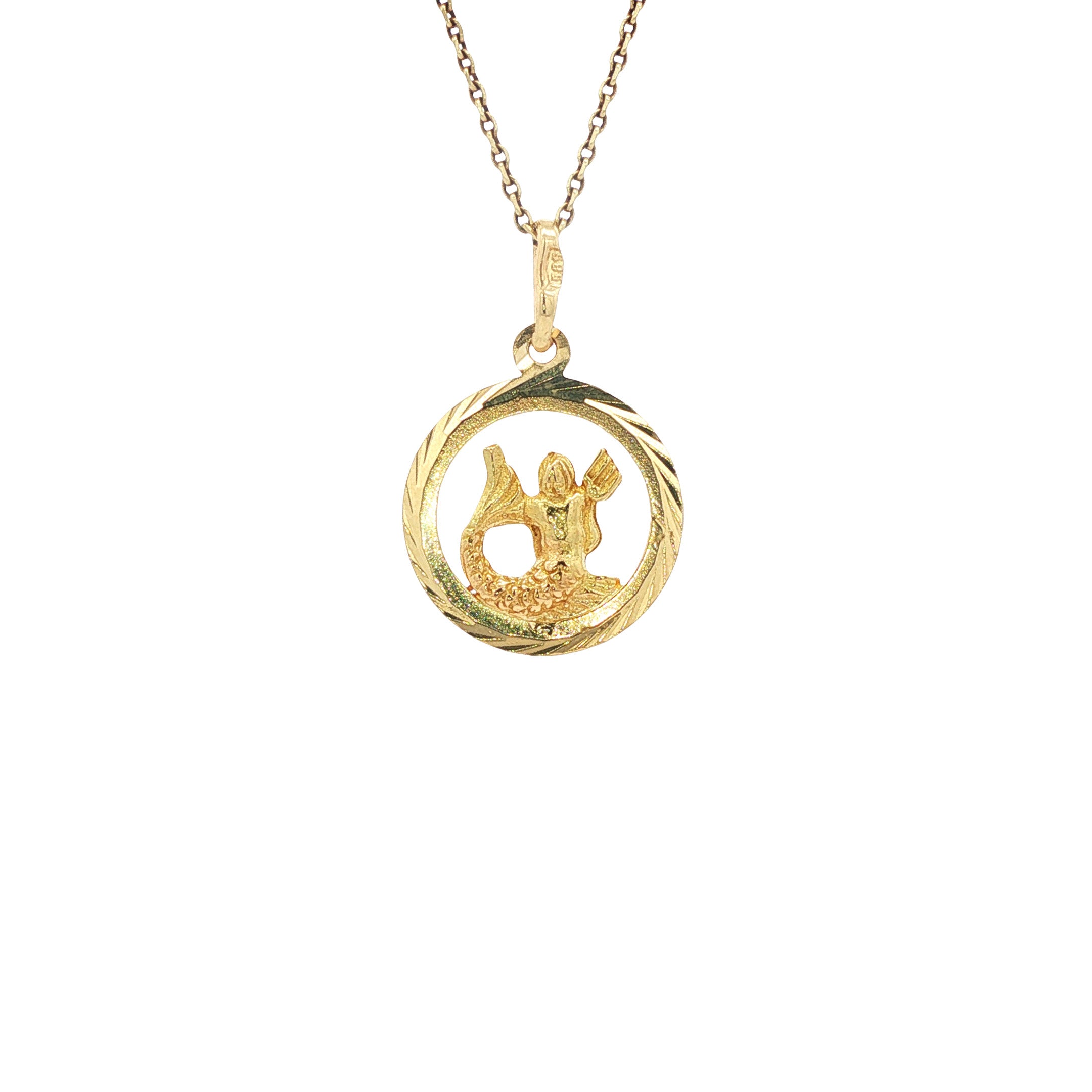 14 karat gold Aquarius zodiac pendant