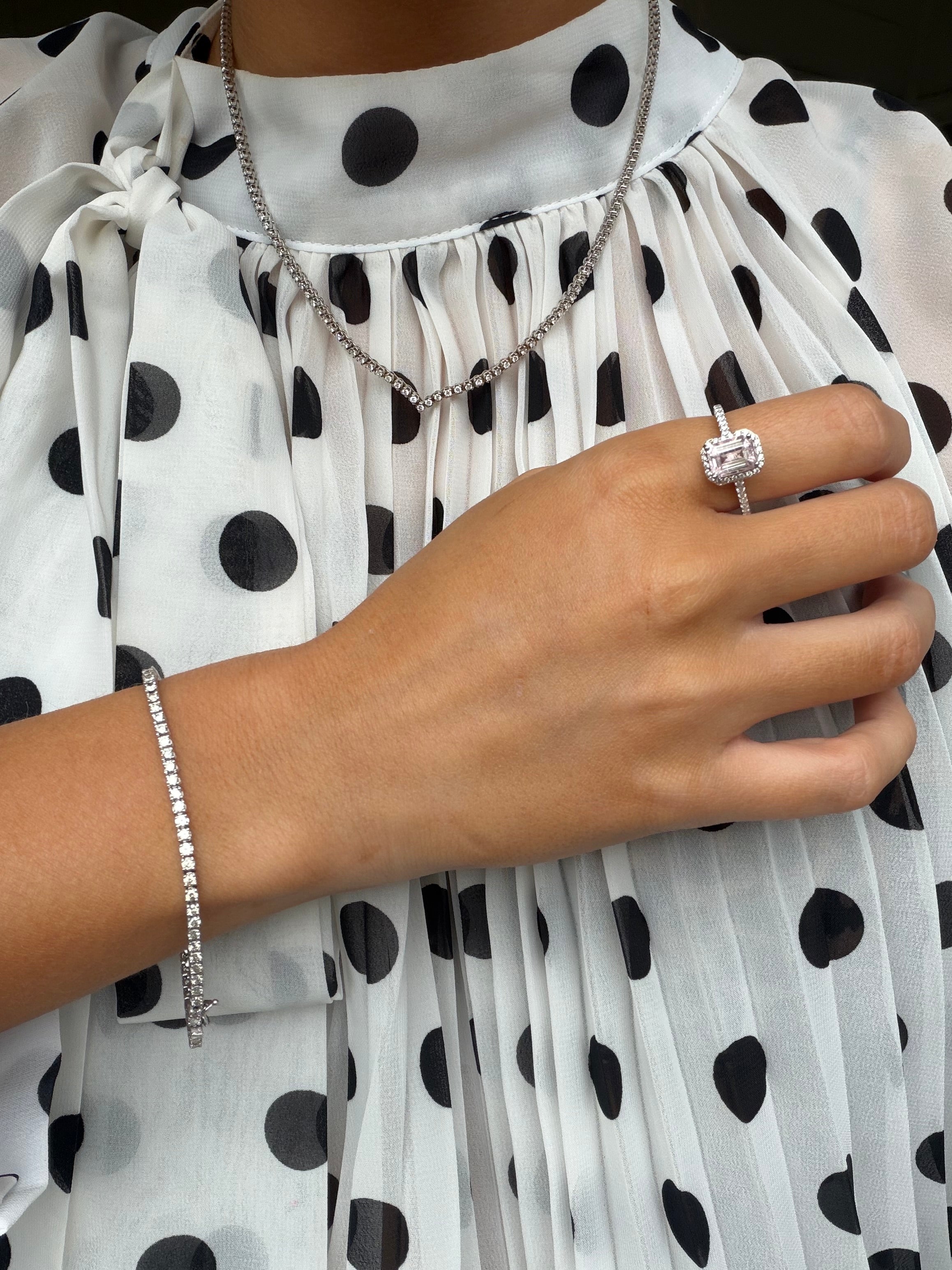 Witgouden tennisarmband met diamant 17.5 cm 18 karaat