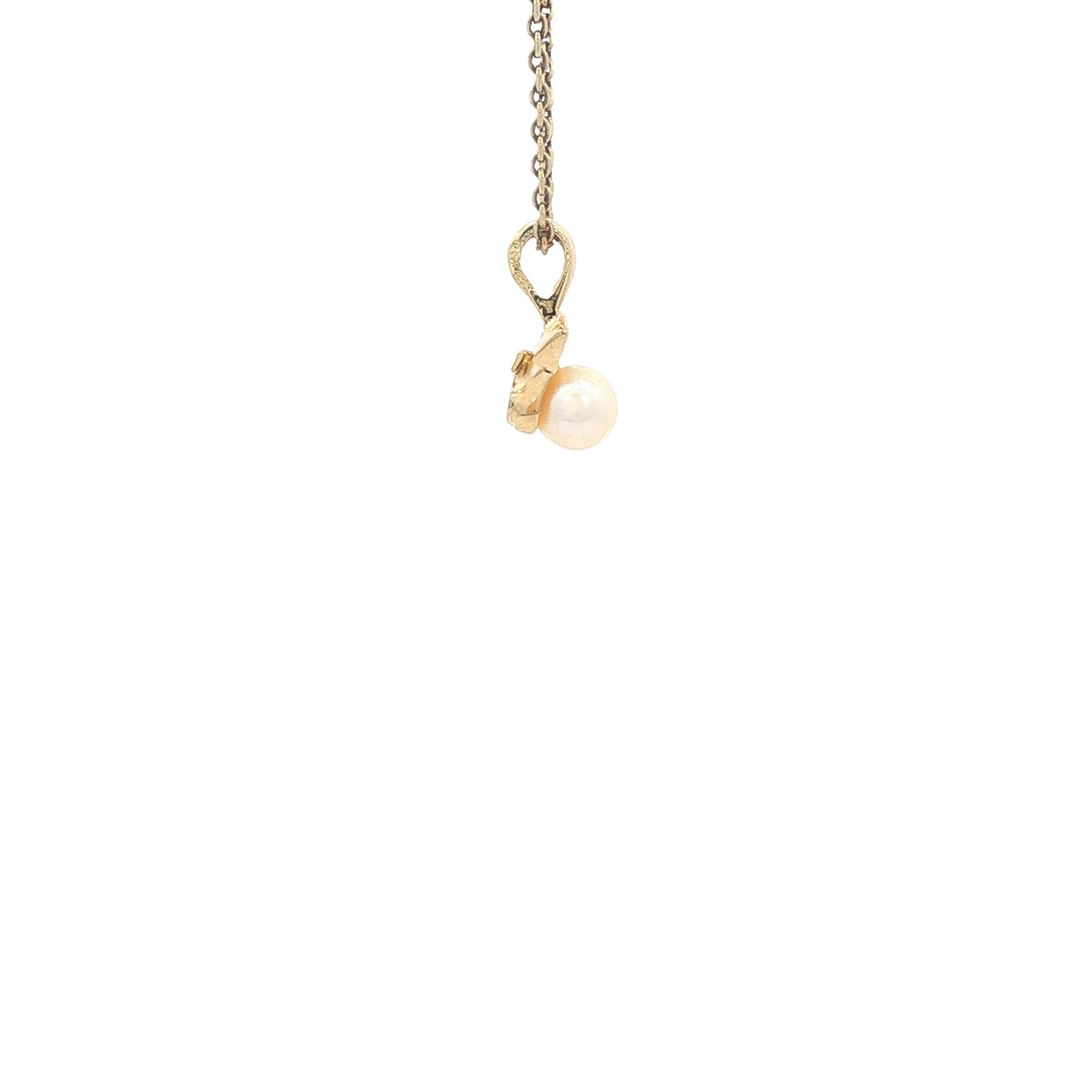 Gouden hanger parel/zirkonia 14 karaat