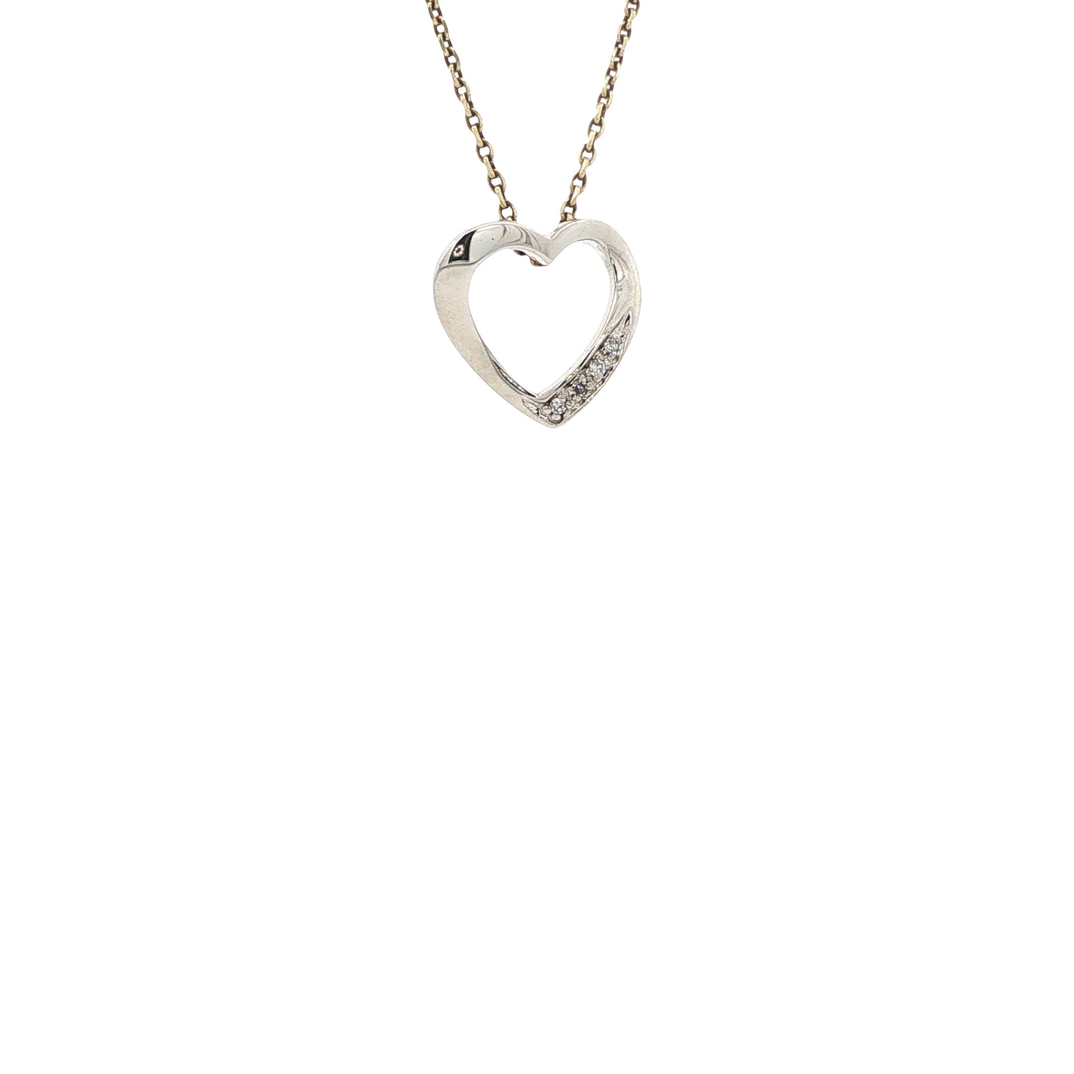 Witgouden hart hanger met diamant 14 karaat