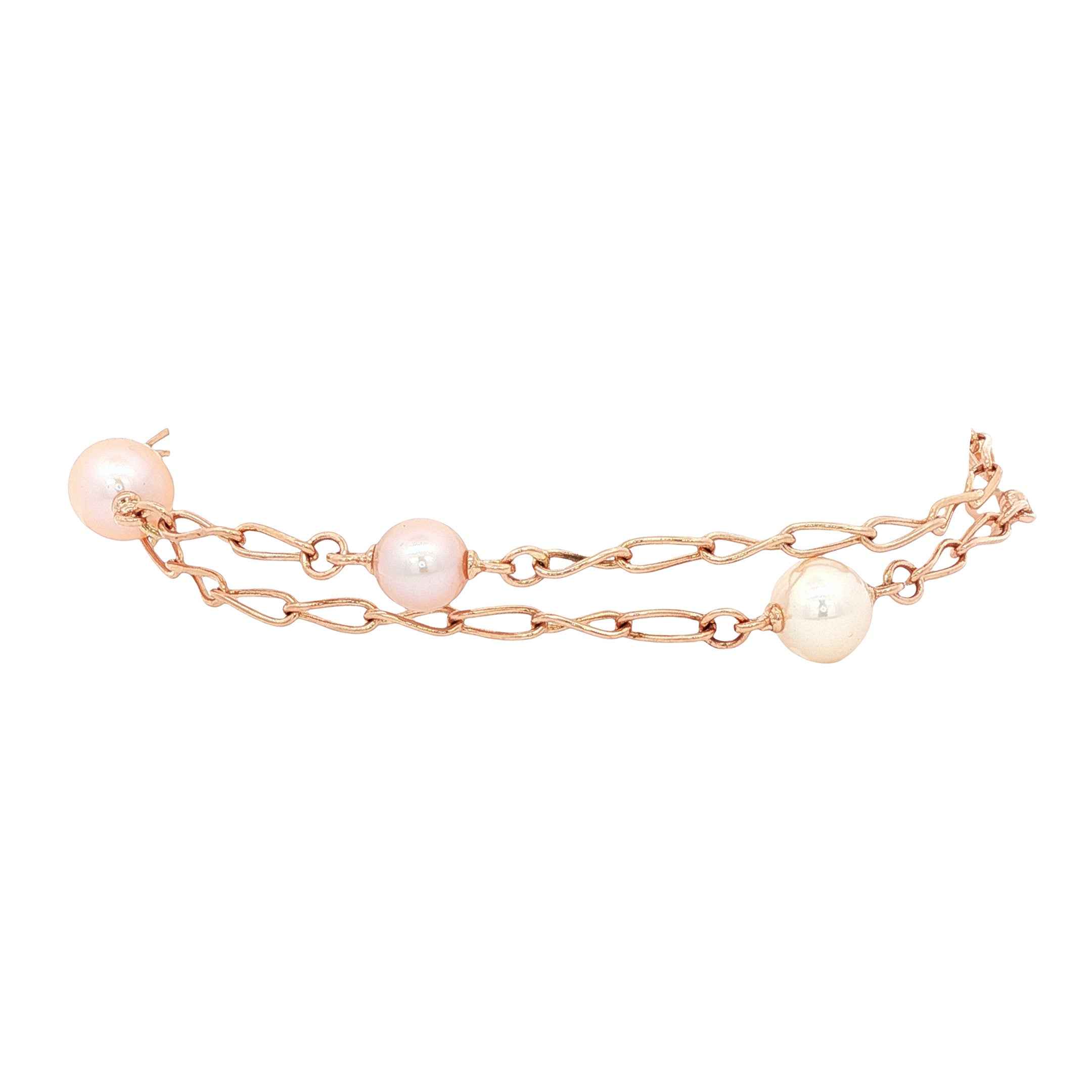 Rosegouden armband met parels 18-20.5 14 karaat