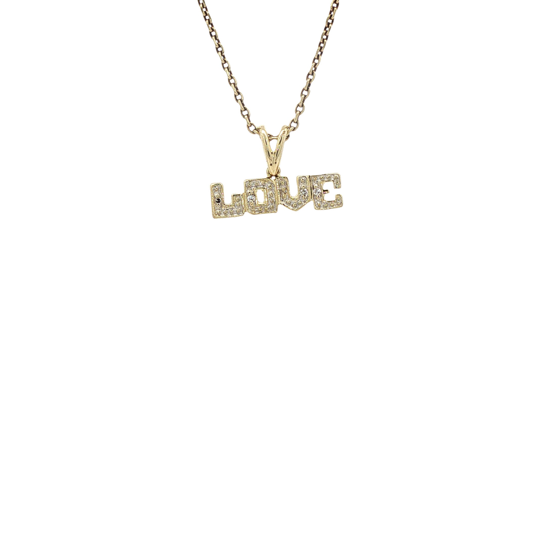 Gouden hanger LOVE met diamant 14 karaat