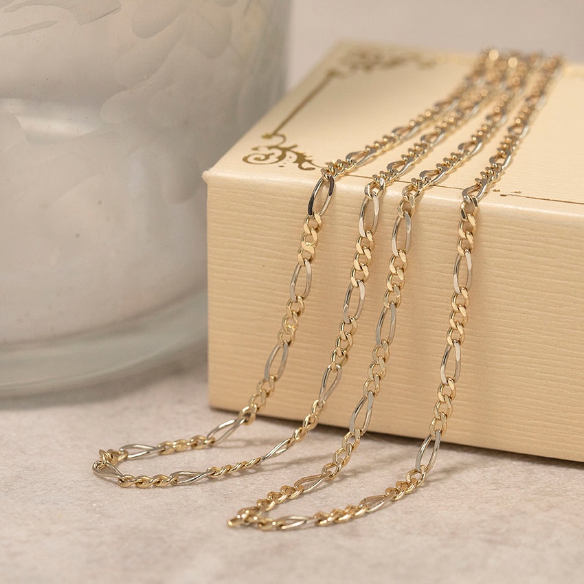 14 karat gold Figaro necklace, 53 cm