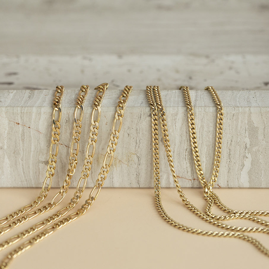 Gold length necklace gourmet 39 cm 14 karat