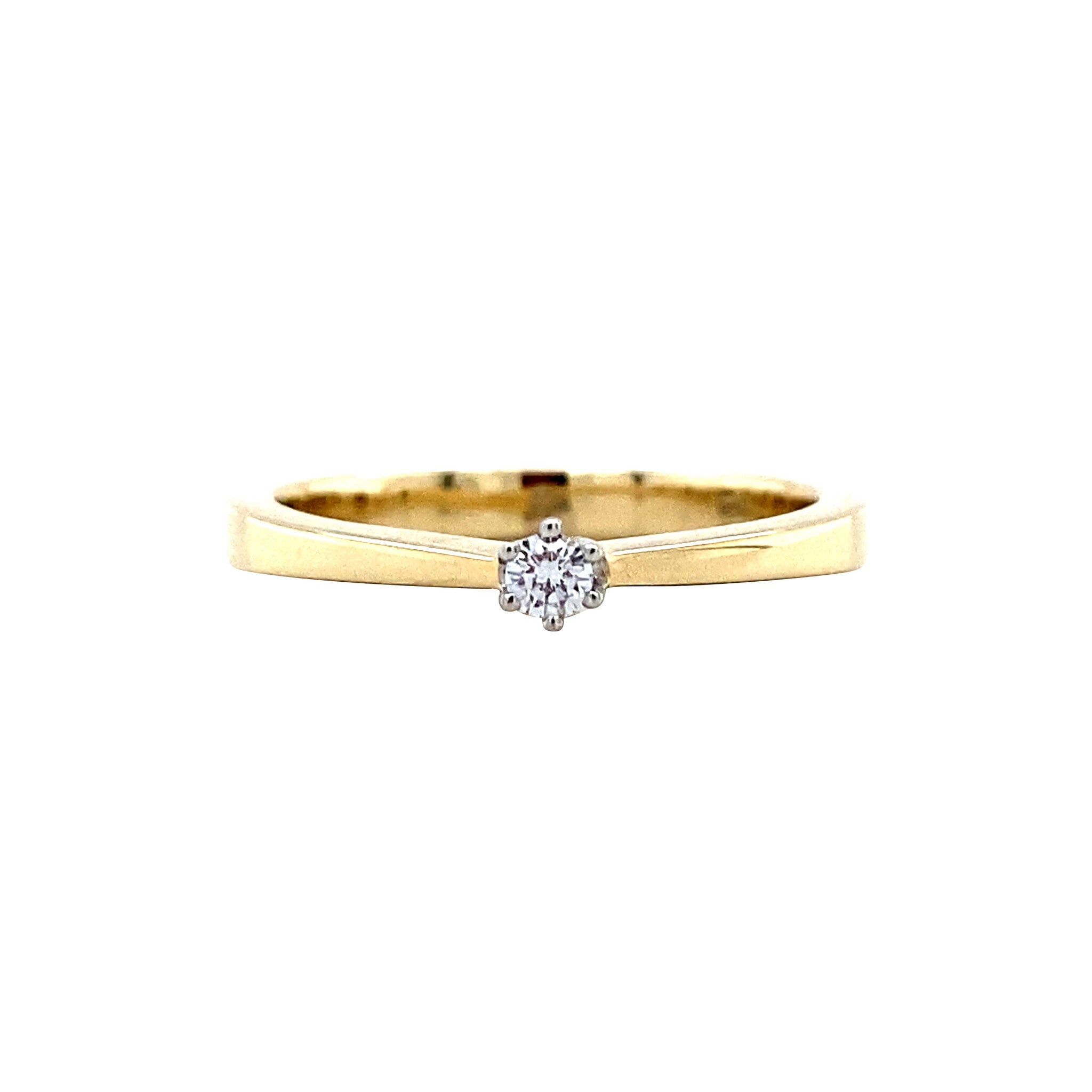 Gold solitaire ring with diamond 14 karat* new
