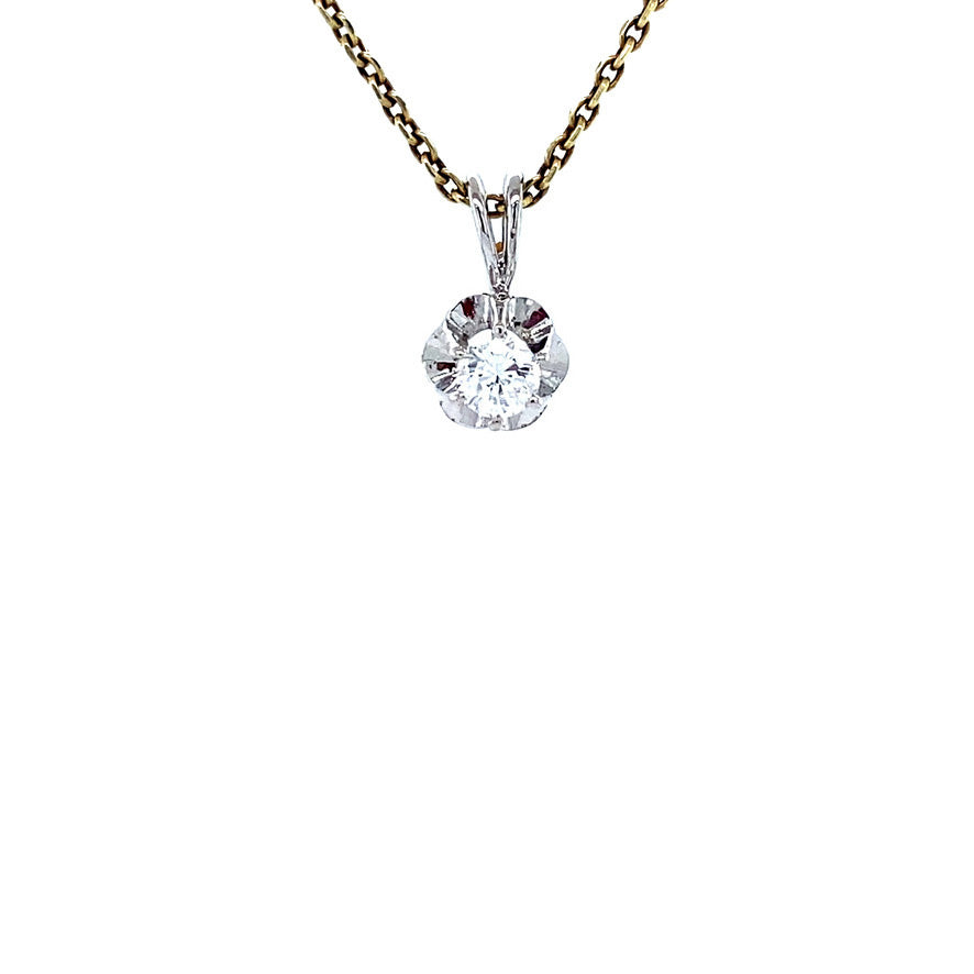 White gold solitaire pendant with diamond 14 karat