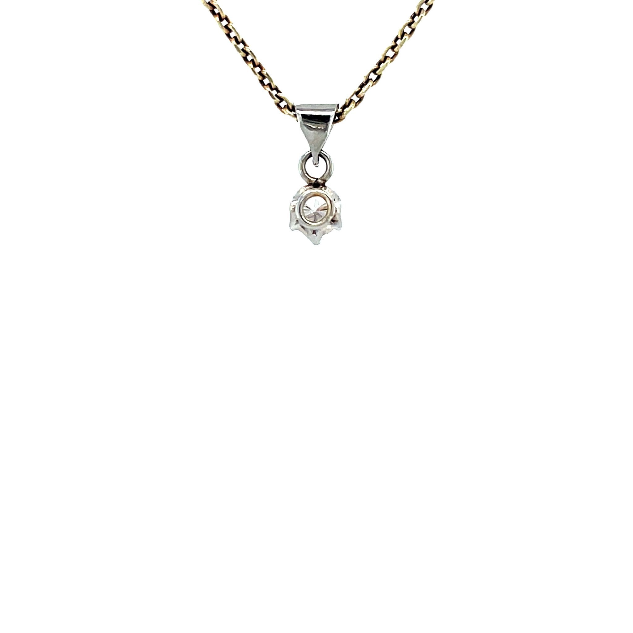 White gold solitaire pendant with diamond 14 karat
