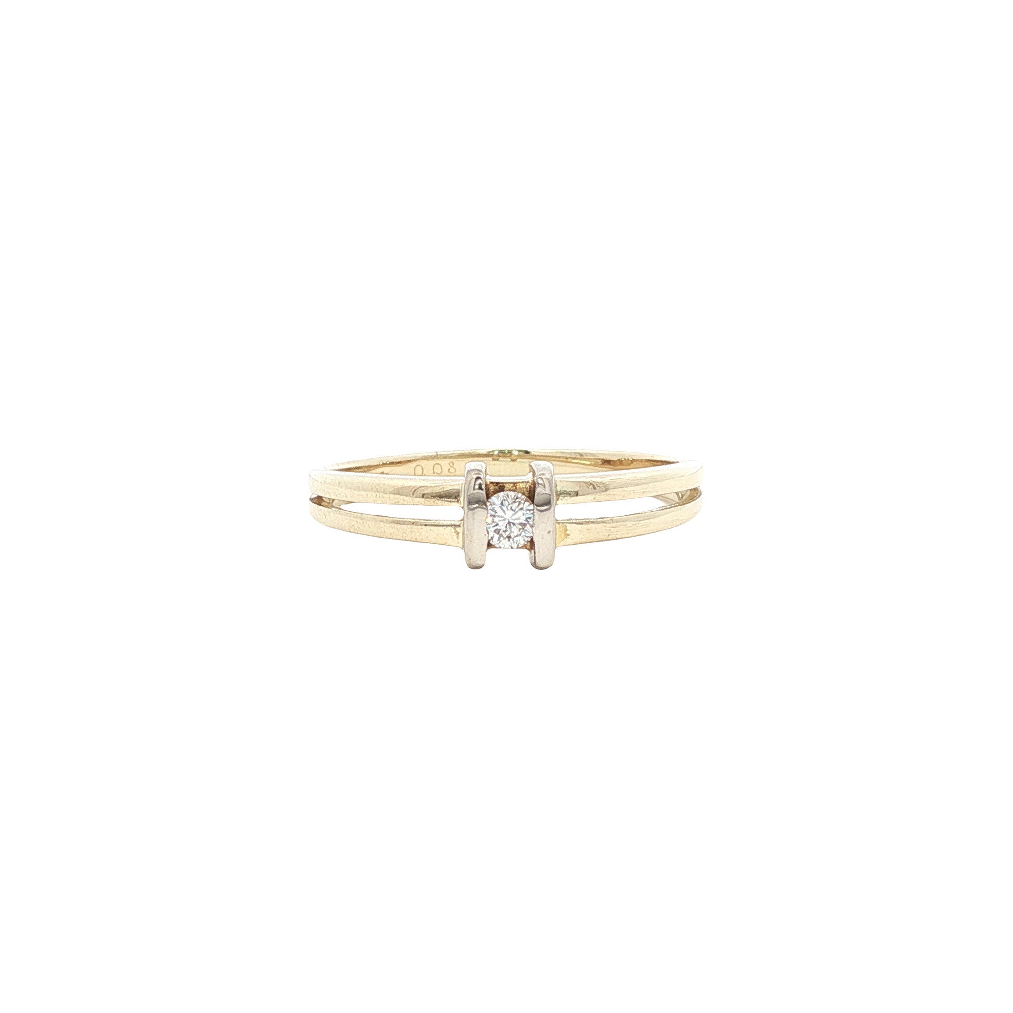 Gouden solitair ring met diamant 14 karaat
