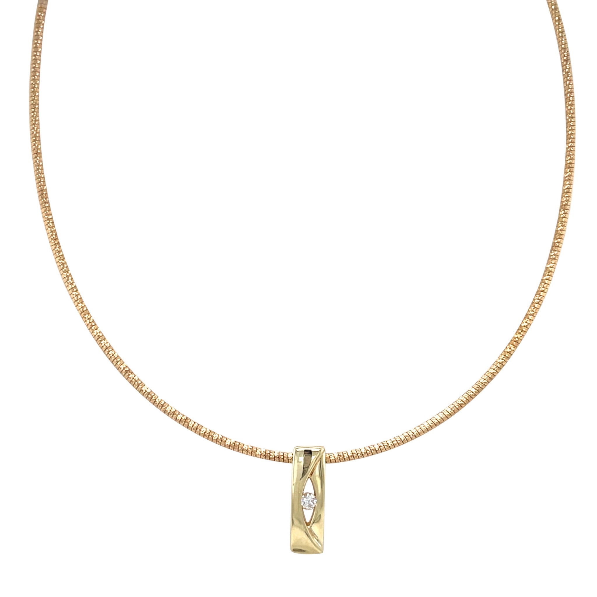 Gold bangle with diamond pendant 14 karat